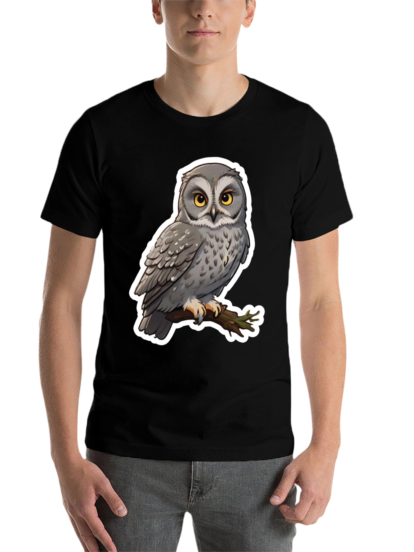 Owl Graphic Print Black T-Shirt