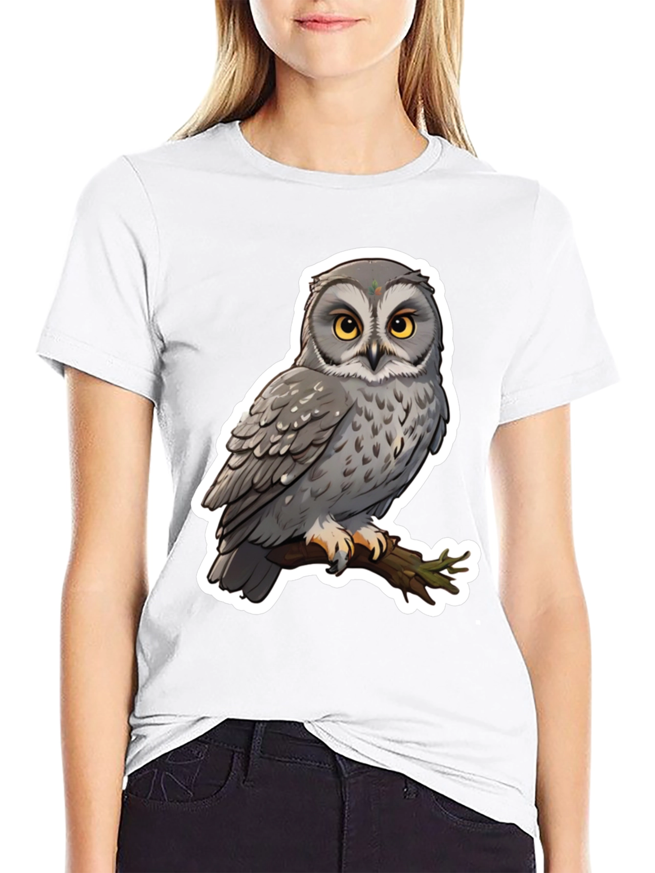Owl Graphic Print Black T-Shirt