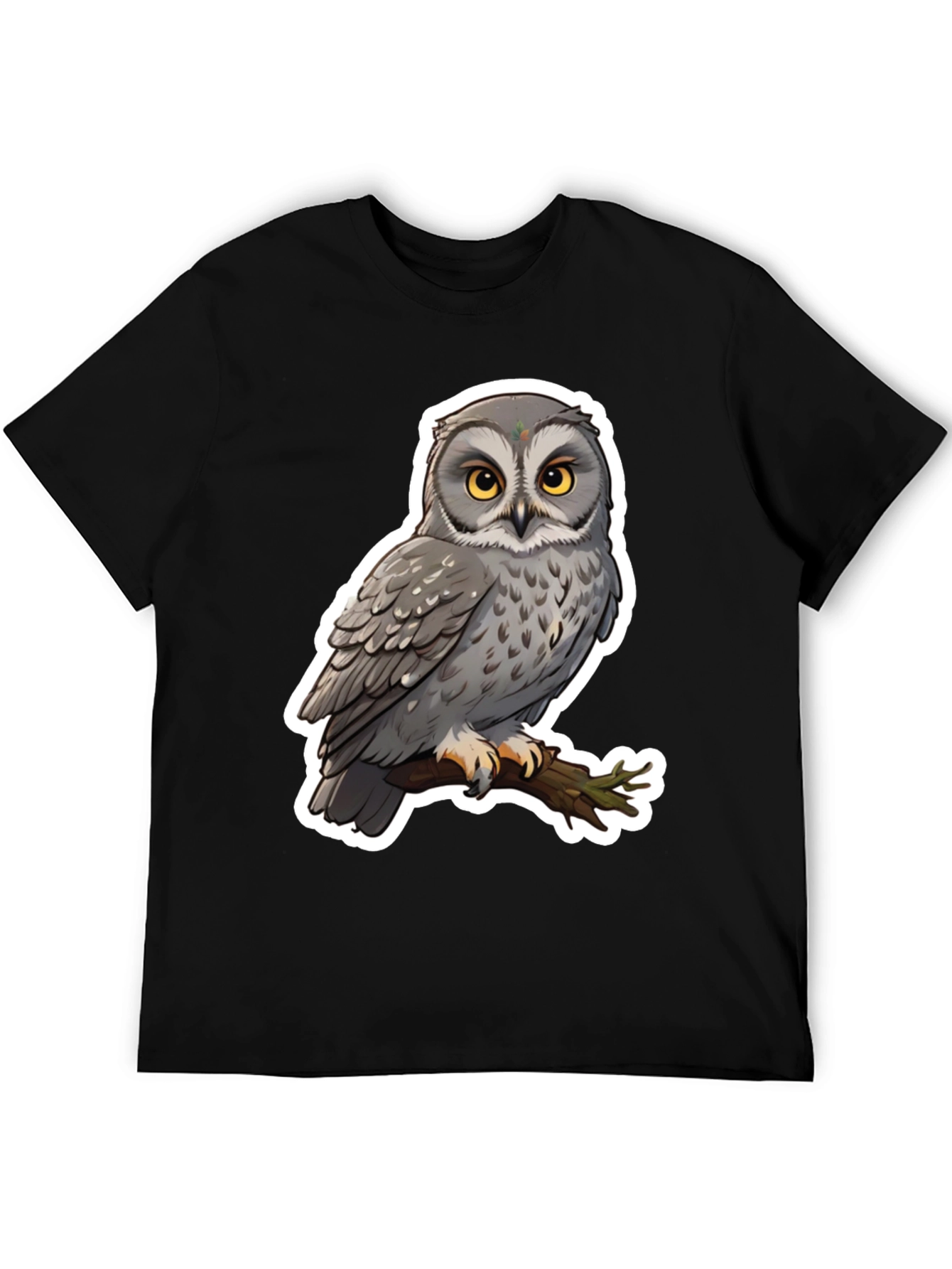 Owl Graphic Print Black T-Shirt