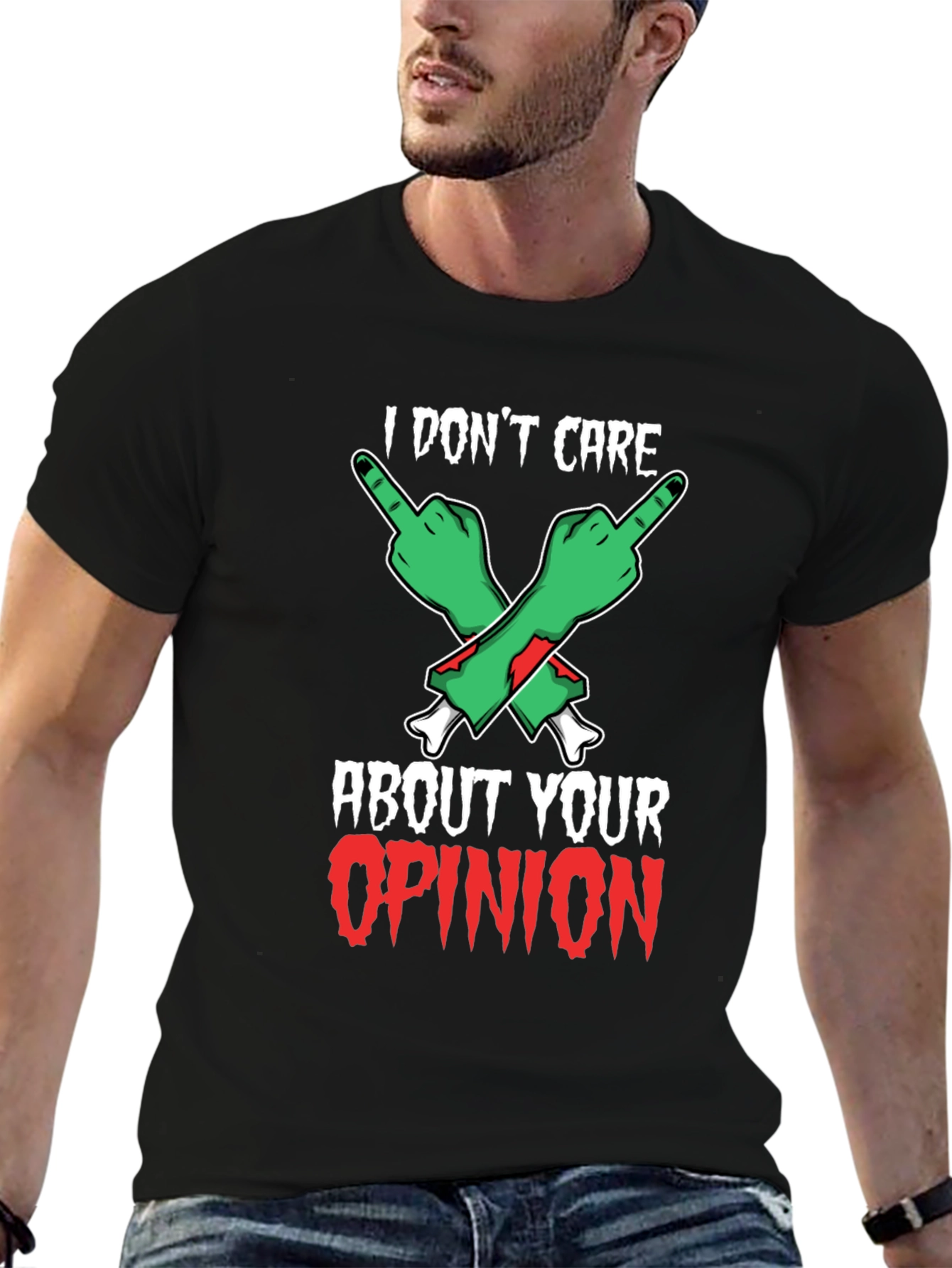 I Dont Care Opinion T-Shirt - Zombie Fingers