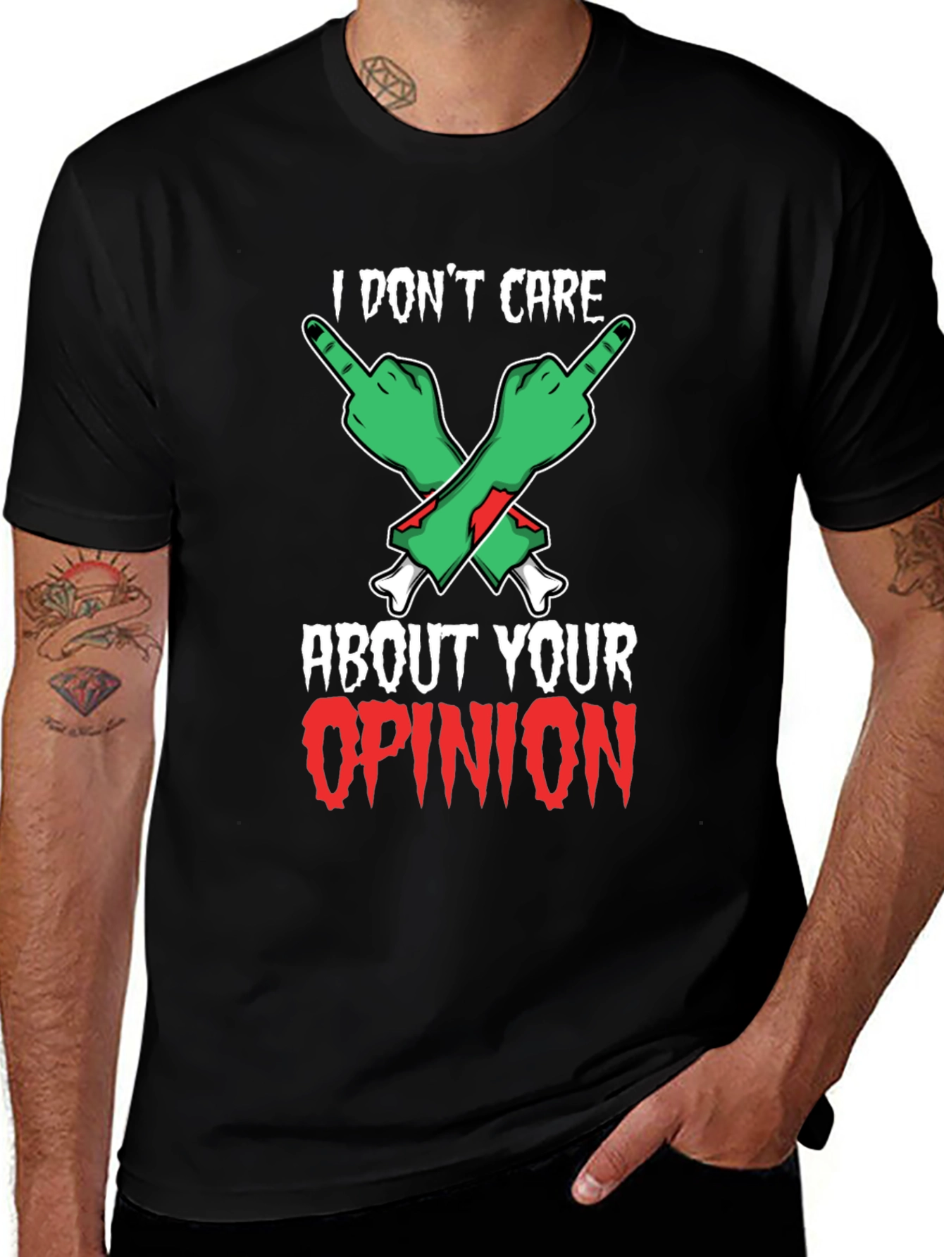 I Dont Care Opinion T-Shirt - Zombie Fingers
