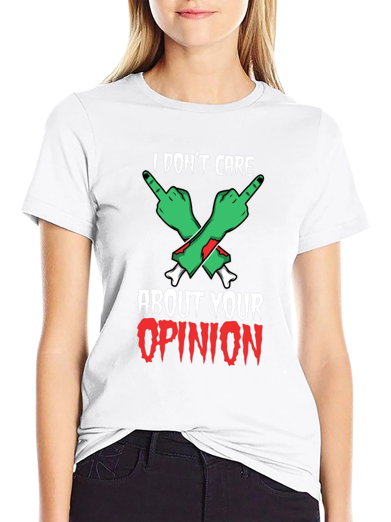 I Dont Care Opinion T-Shirt - Zombie Fingers