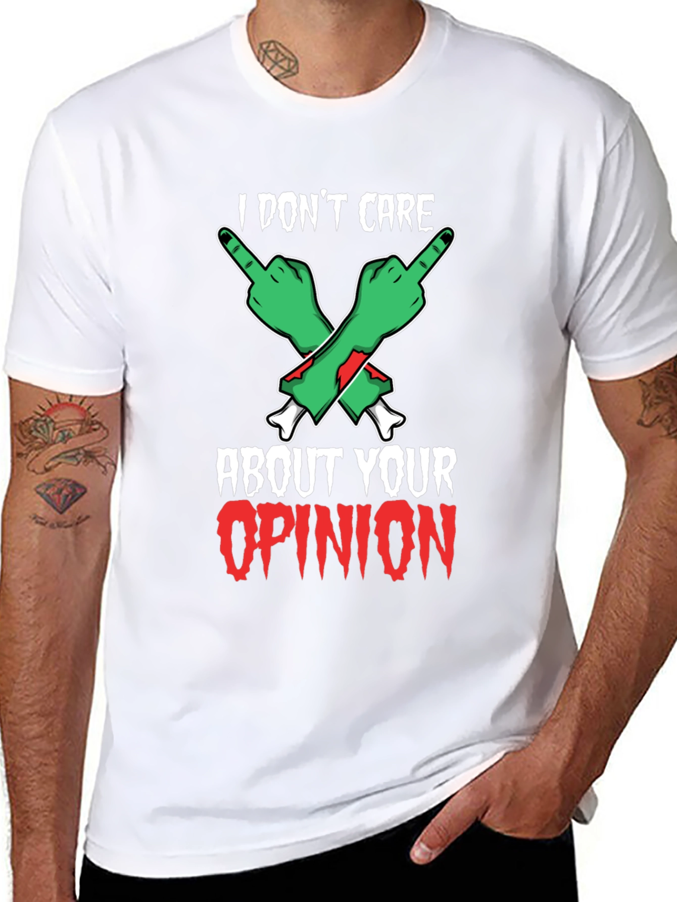 I Dont Care Opinion T-Shirt - Zombie Fingers