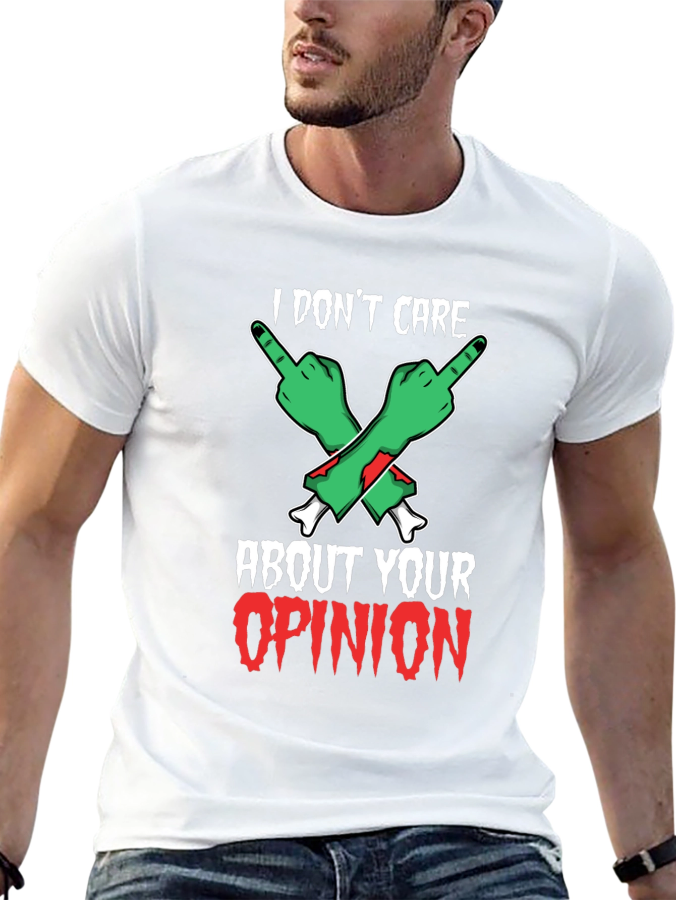 I Dont Care Opinion T-Shirt - Zombie Fingers