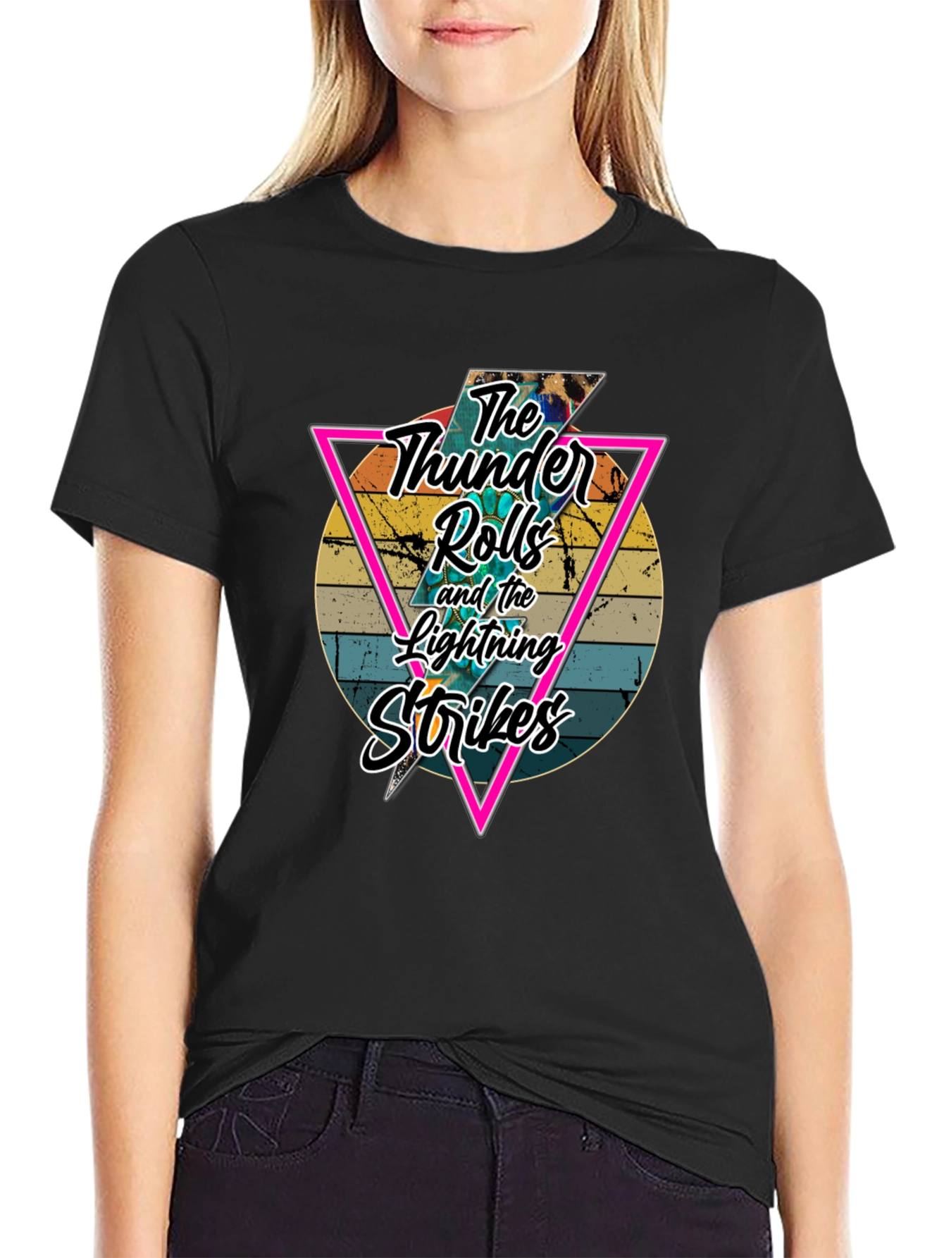 The Thunder Rolls Lightning Strikes Black T-Shirt