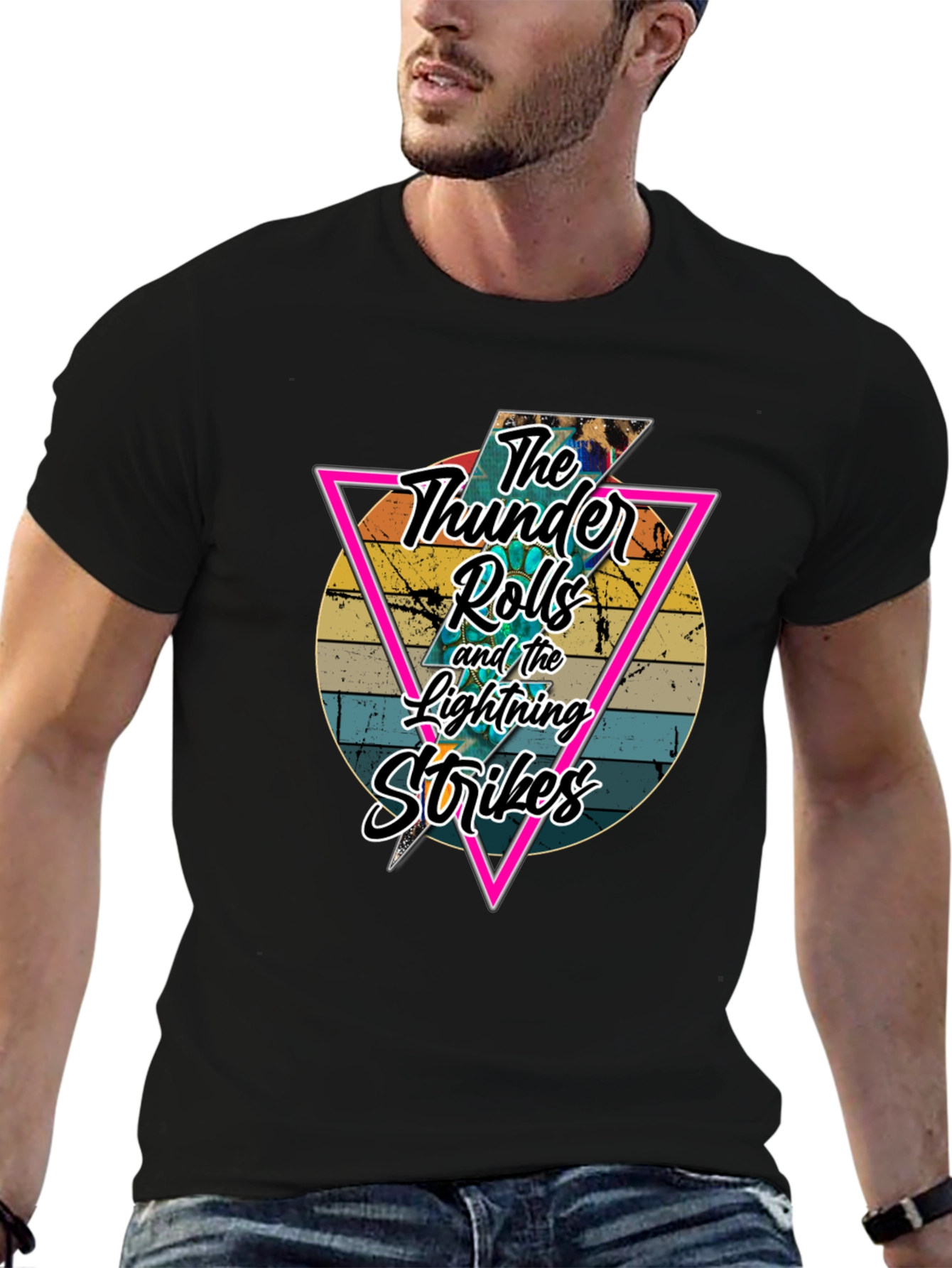 The Thunder Rolls Lightning Strikes Black T-Shirt