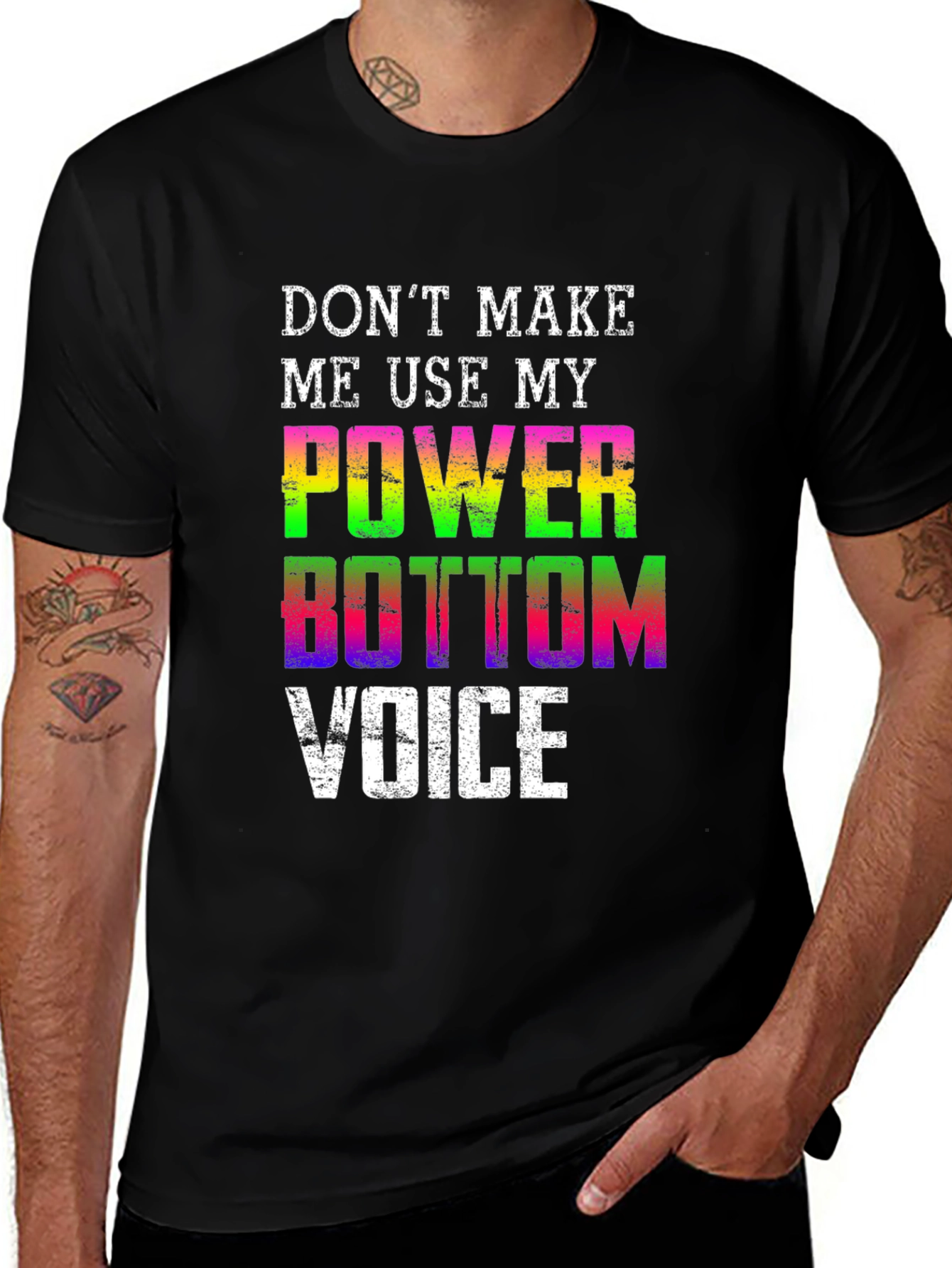 Power Bottom Voice Black T-Shirt