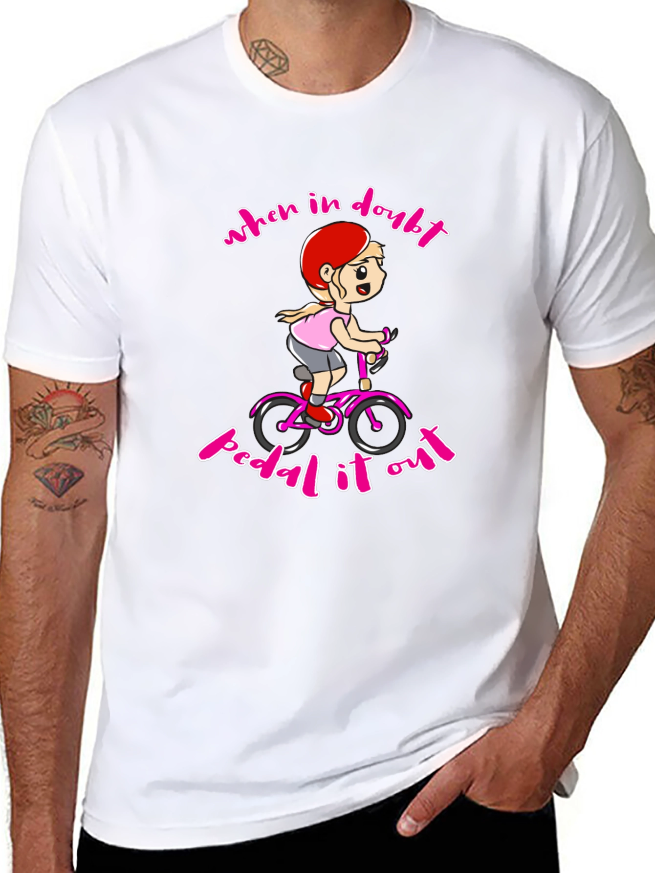 When In Doubt Pedal It Out Black T-Shirt