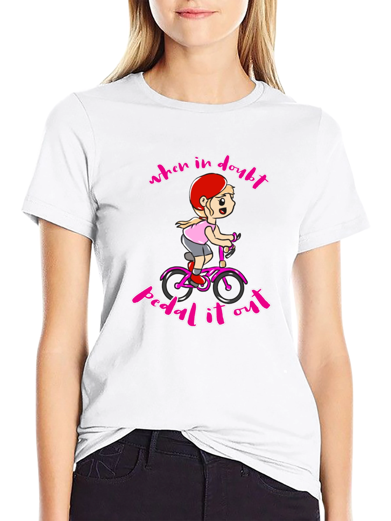 When In Doubt Pedal It Out Black T-Shirt