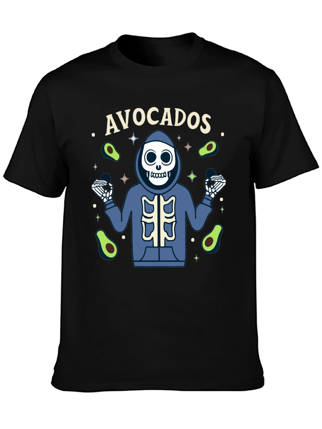 Avocado Skeleton Graphic T-Shirt - Trendy Tee