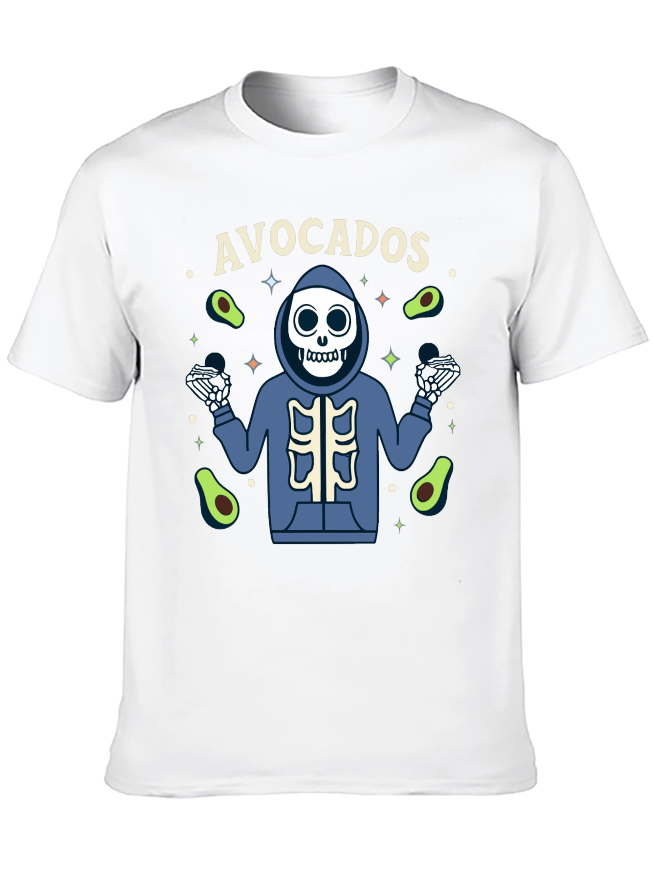 Avocado Skeleton Graphic T-Shirt - Trendy Tee