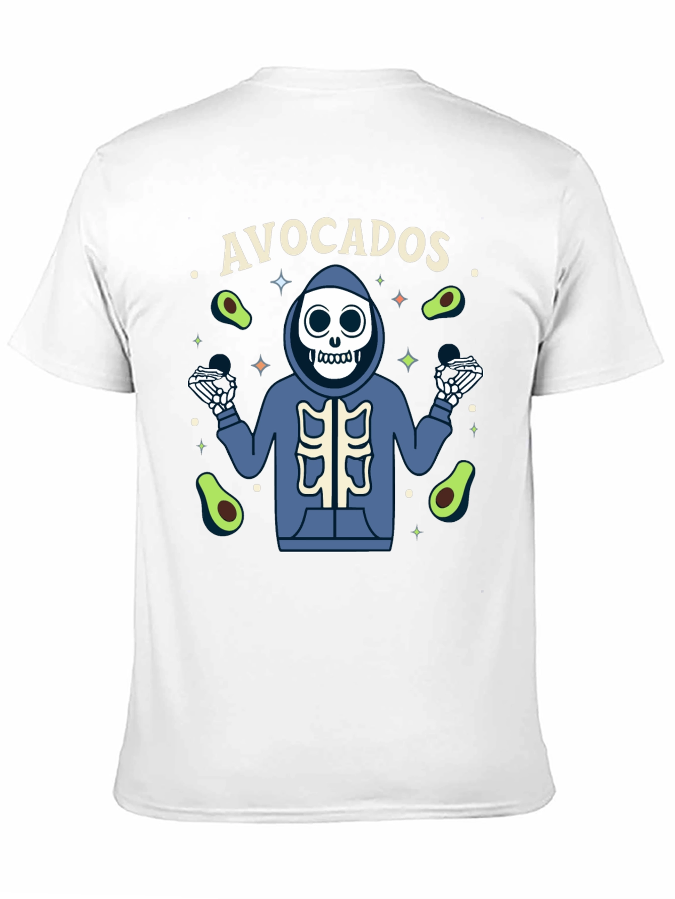 Avocado Skeleton Graphic T-Shirt - Trendy Tee