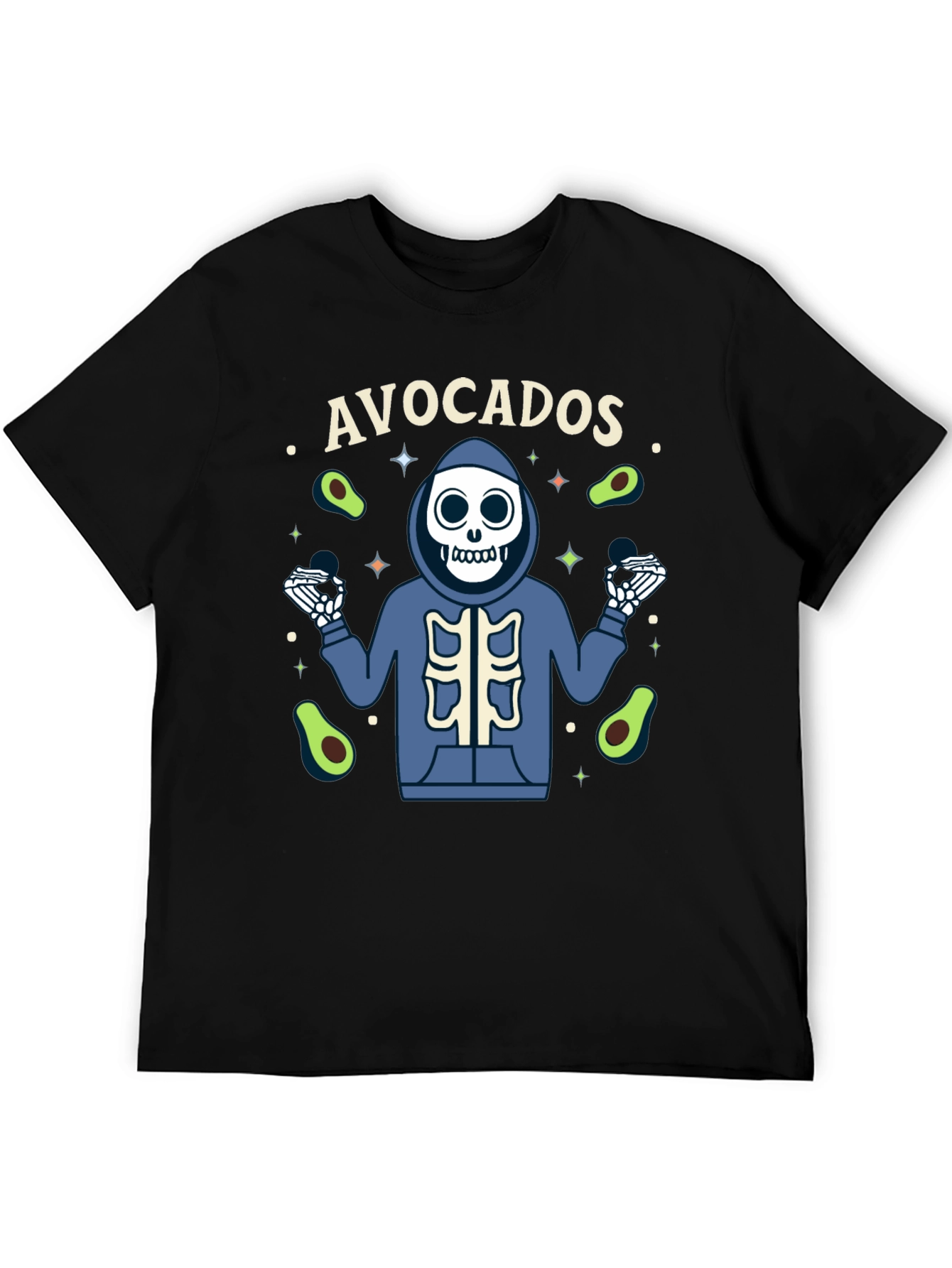 Avocado Skeleton Graphic T-Shirt - Trendy Tee