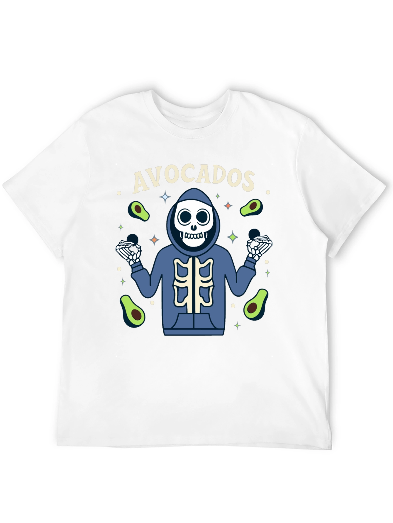 Avocado Skeleton Graphic T-Shirt - Trendy Tee