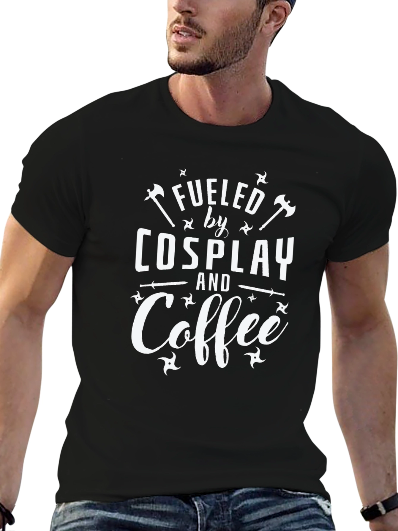 Fueled by Cosplay and Coffee Black T-Shirt