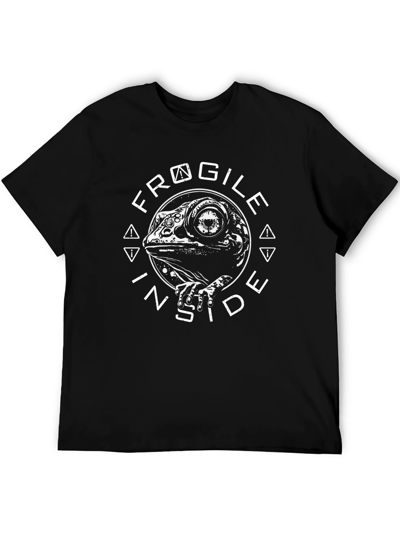 Fragile Inside Graphic Print Black T-Shirt