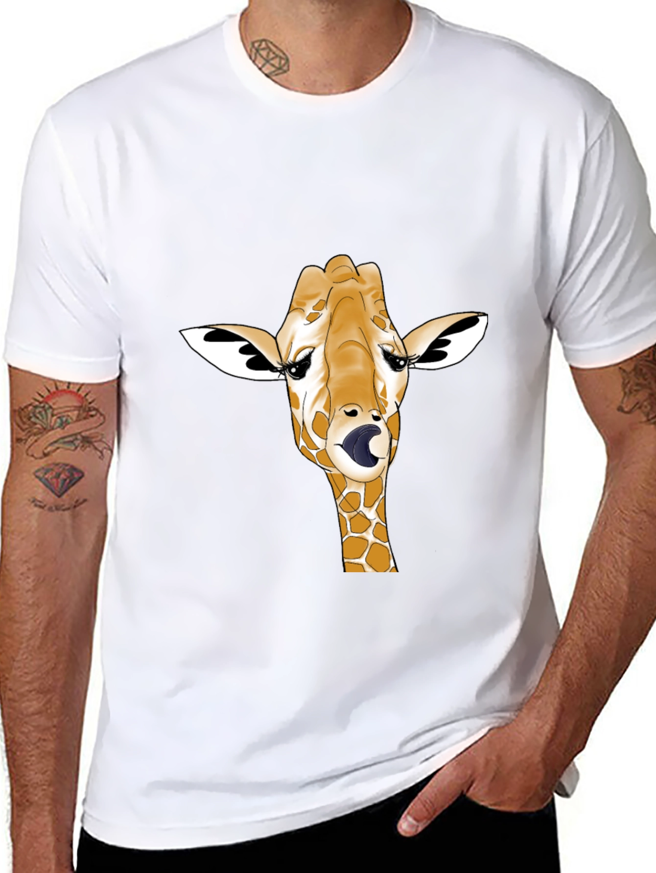 Giraffe Tongue T-Shirt - Funny Animal Tee