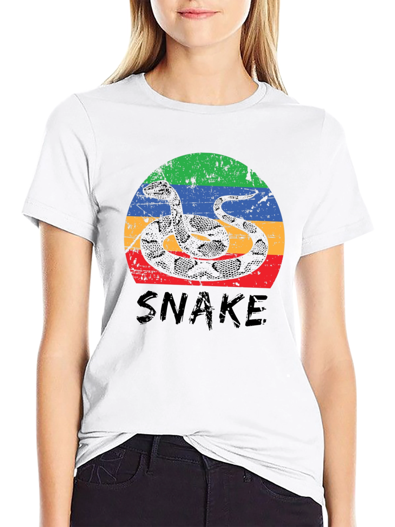 Retro Snake Graphic T-Shirt - Black