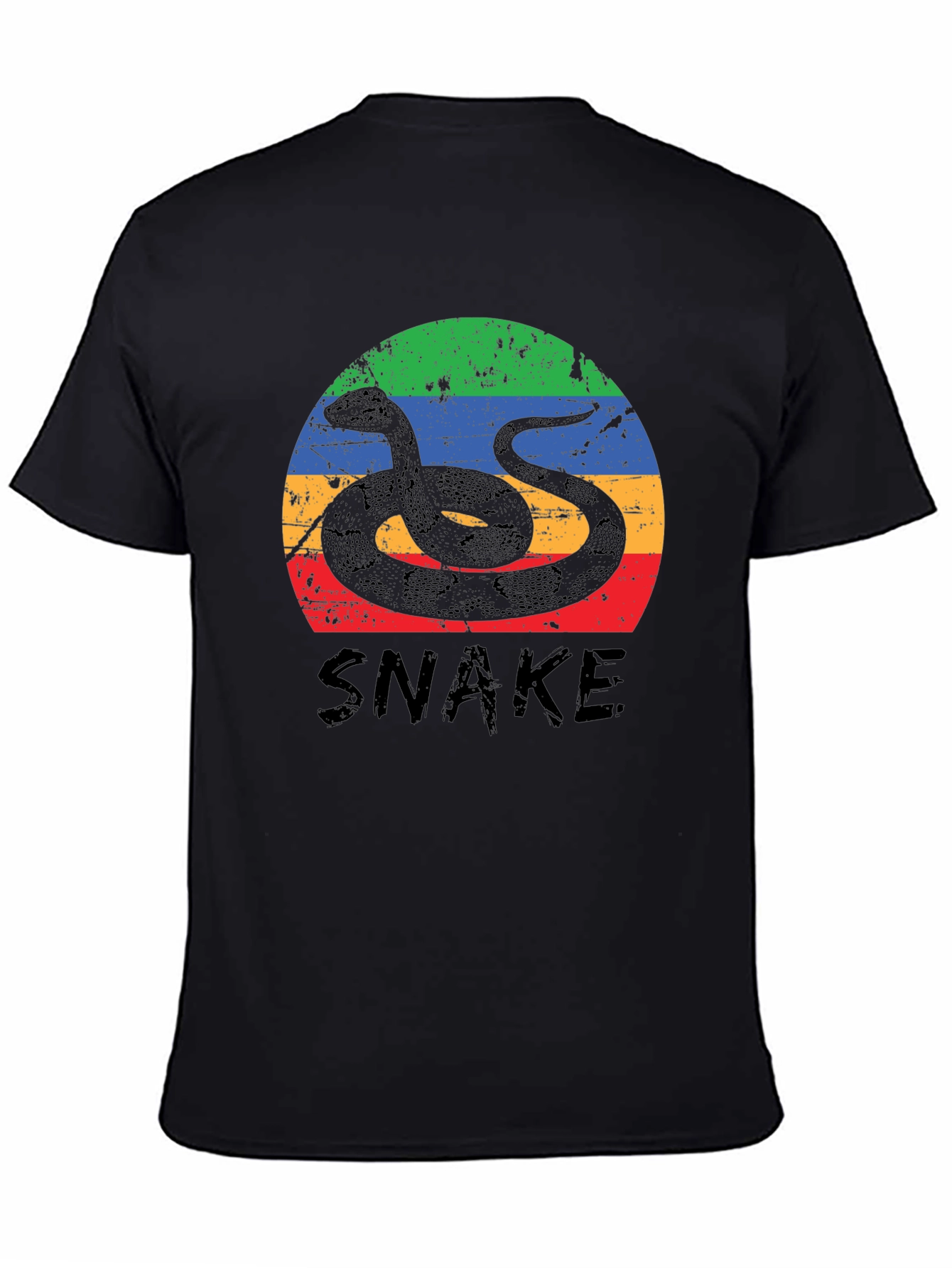 Retro Snake Graphic T-Shirt - Black