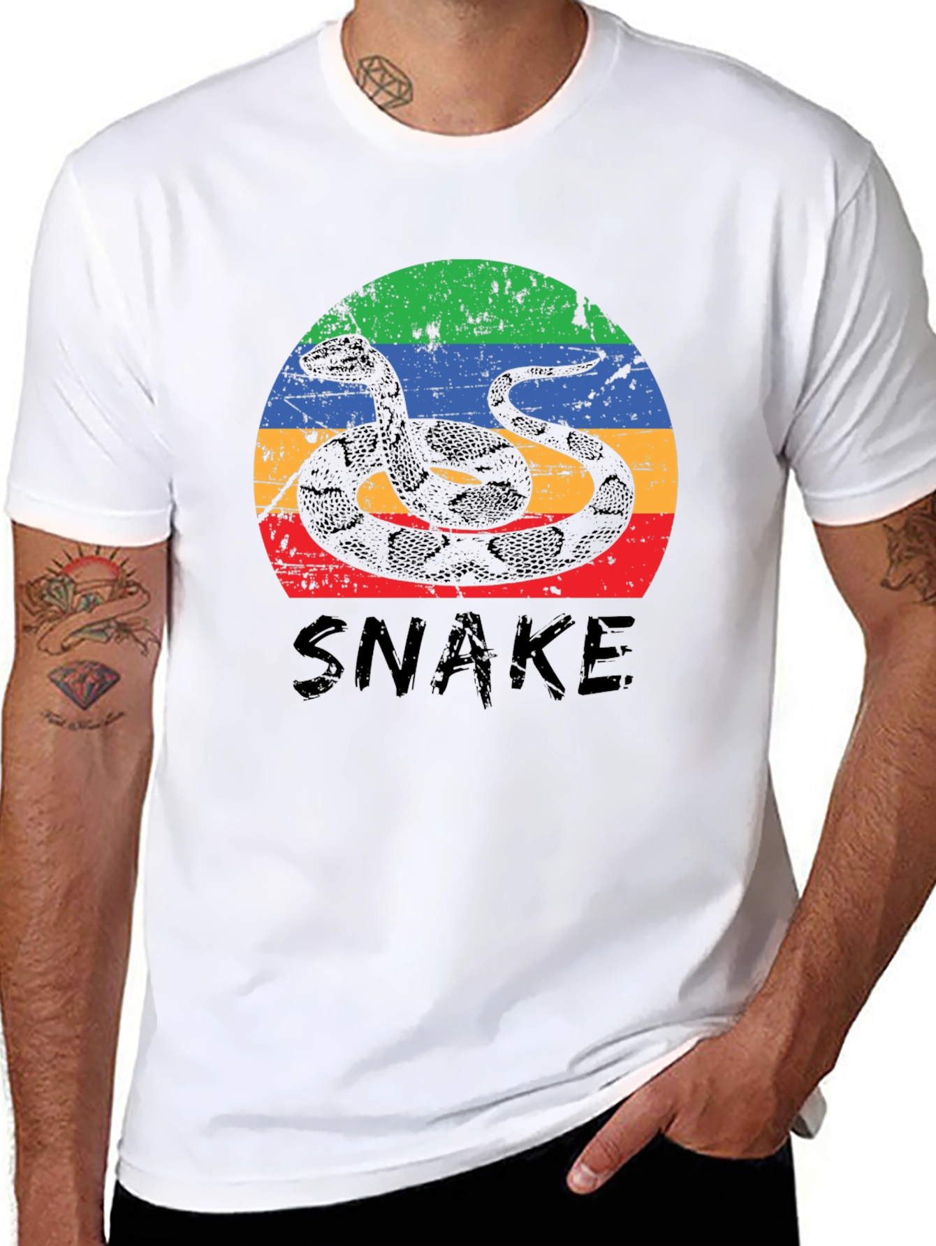 Retro Snake Graphic T-Shirt - Black