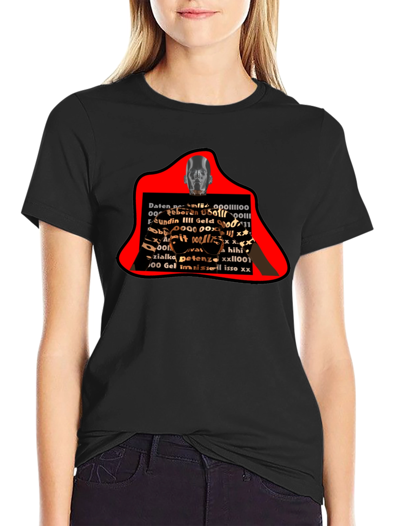 Abstract Graphic Print T-Shirt - Black