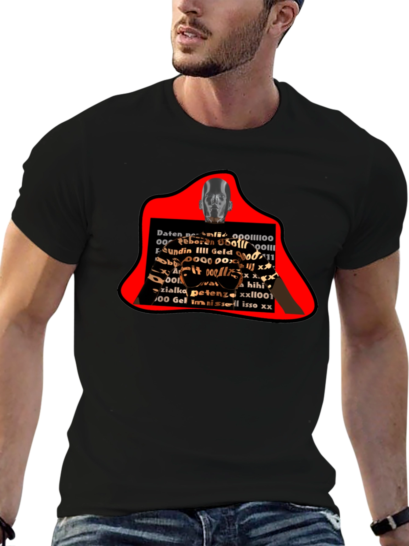 Abstract Graphic Print T-Shirt - Black