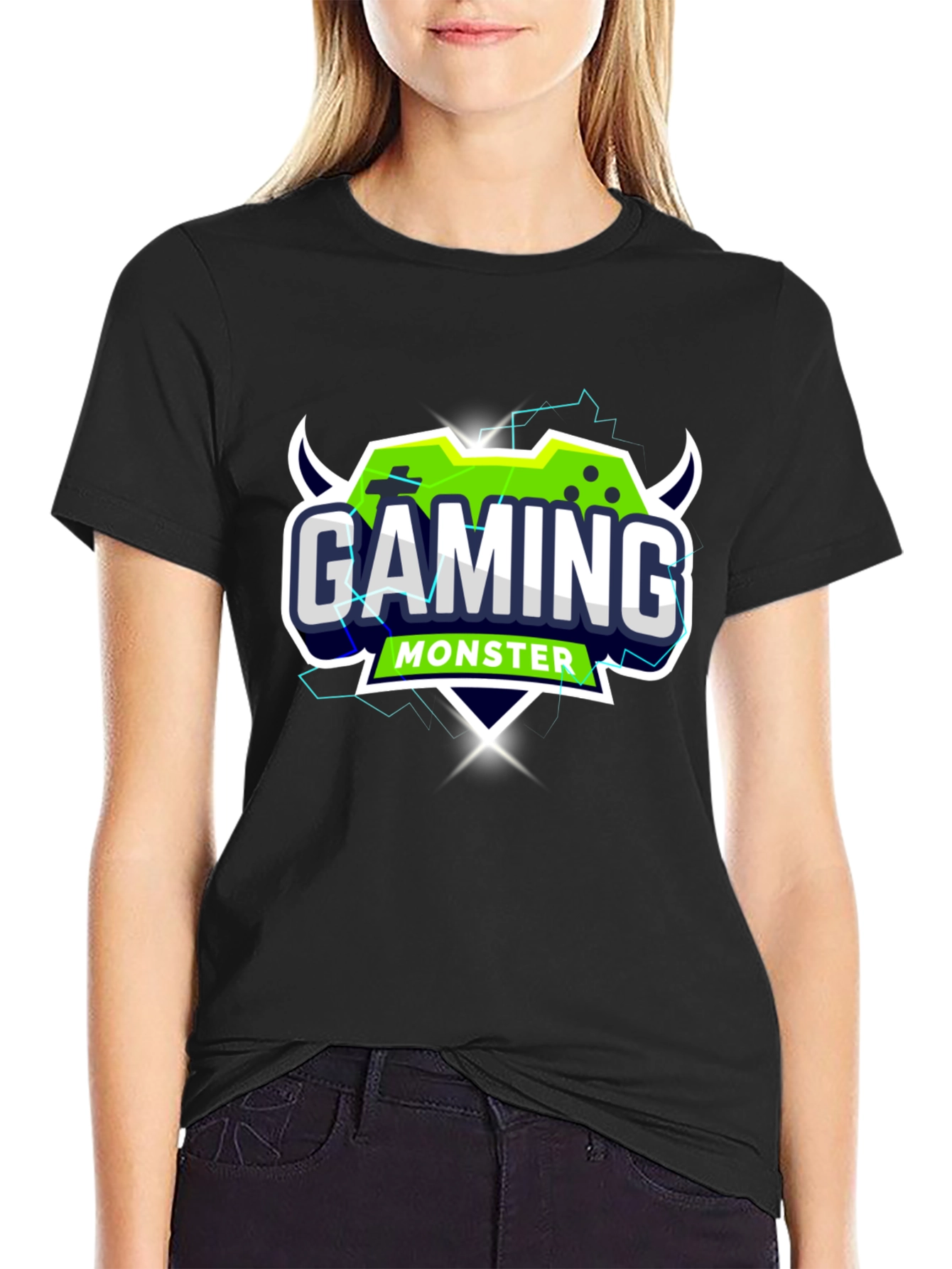 Gaming Monster Graphic Black T-Shirt
