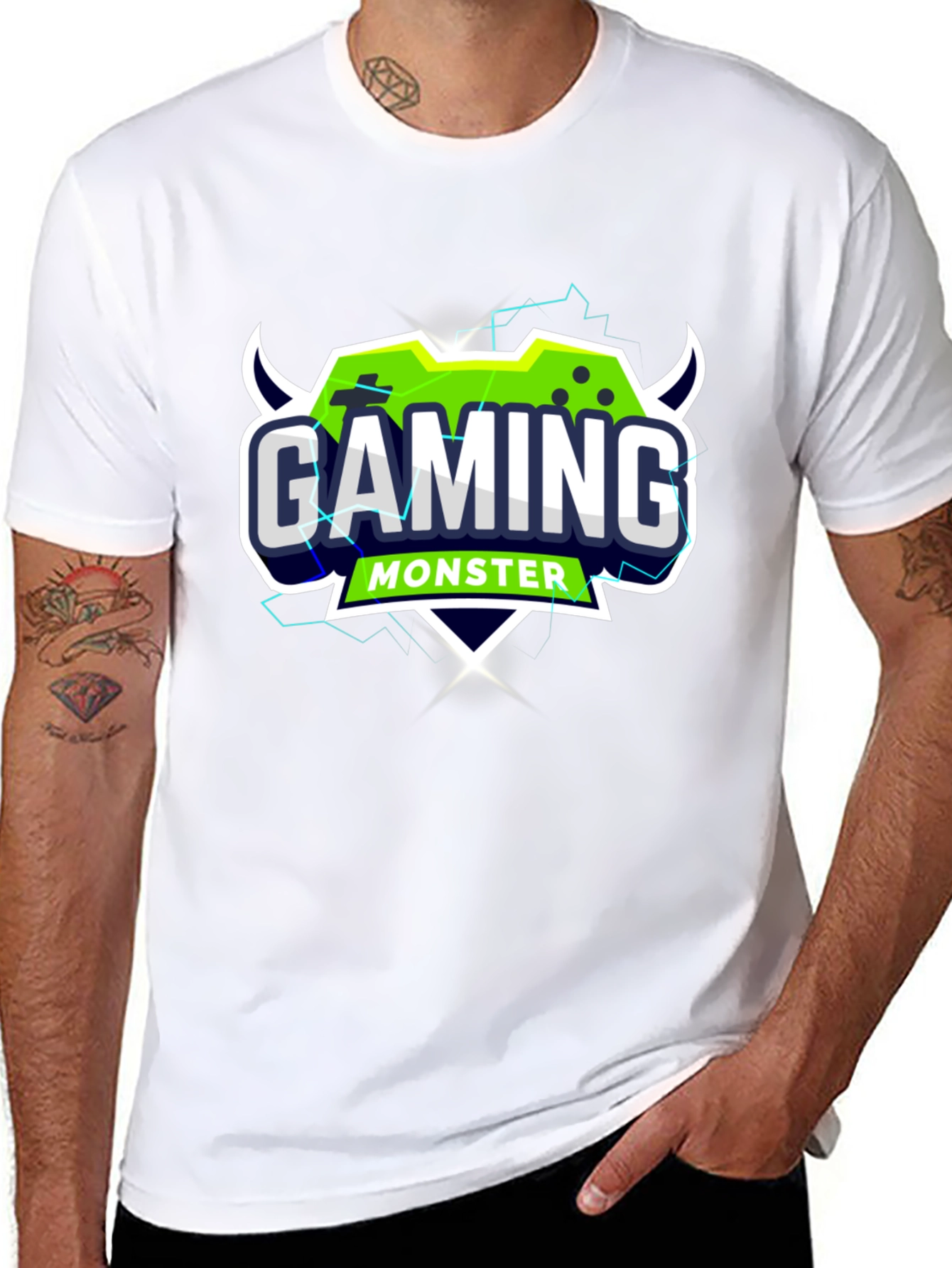 Gaming Monster Graphic Black T-Shirt