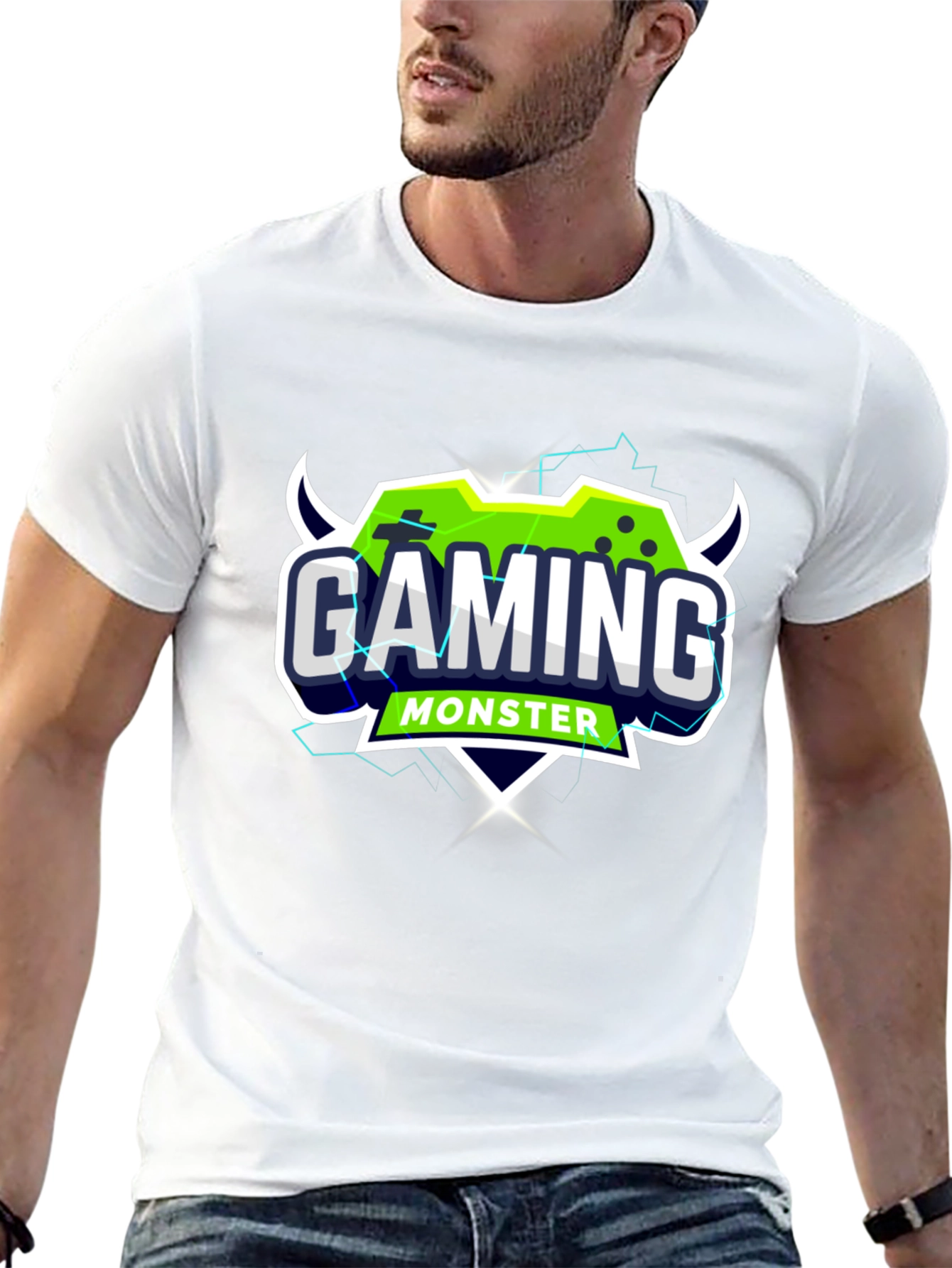 Gaming Monster Graphic Black T-Shirt