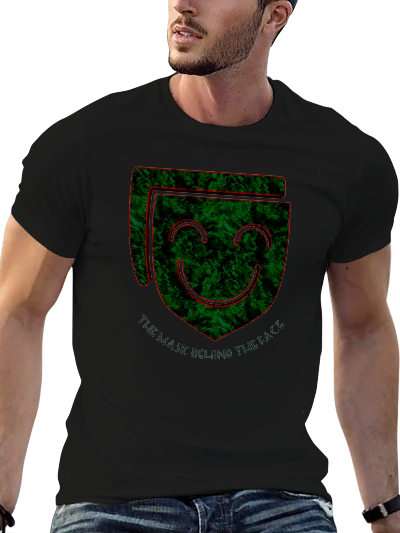 Unique Graphic Print Mens Black T-Shirt