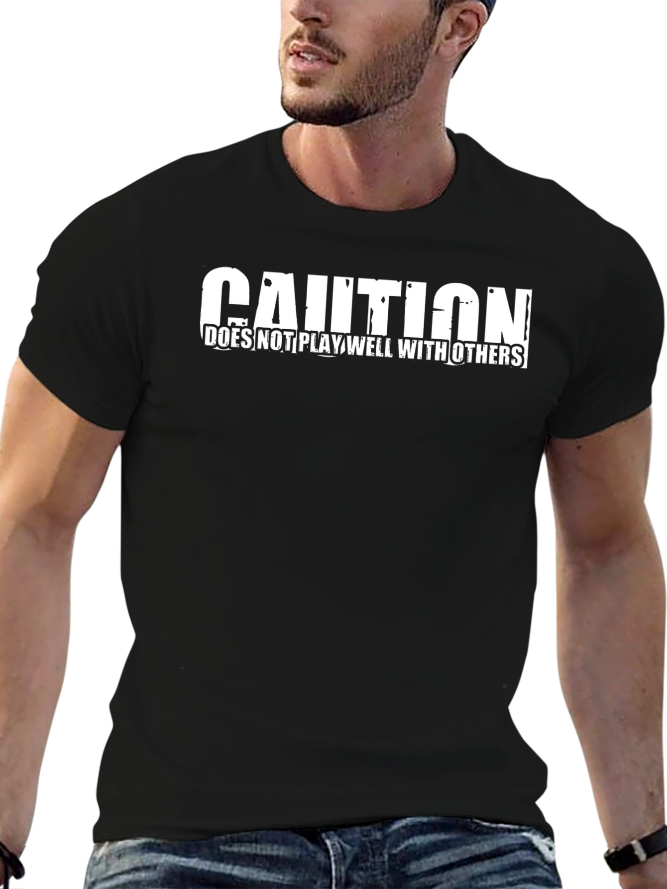 Caution: Doesnt Play Well With Others Black T-Shirt