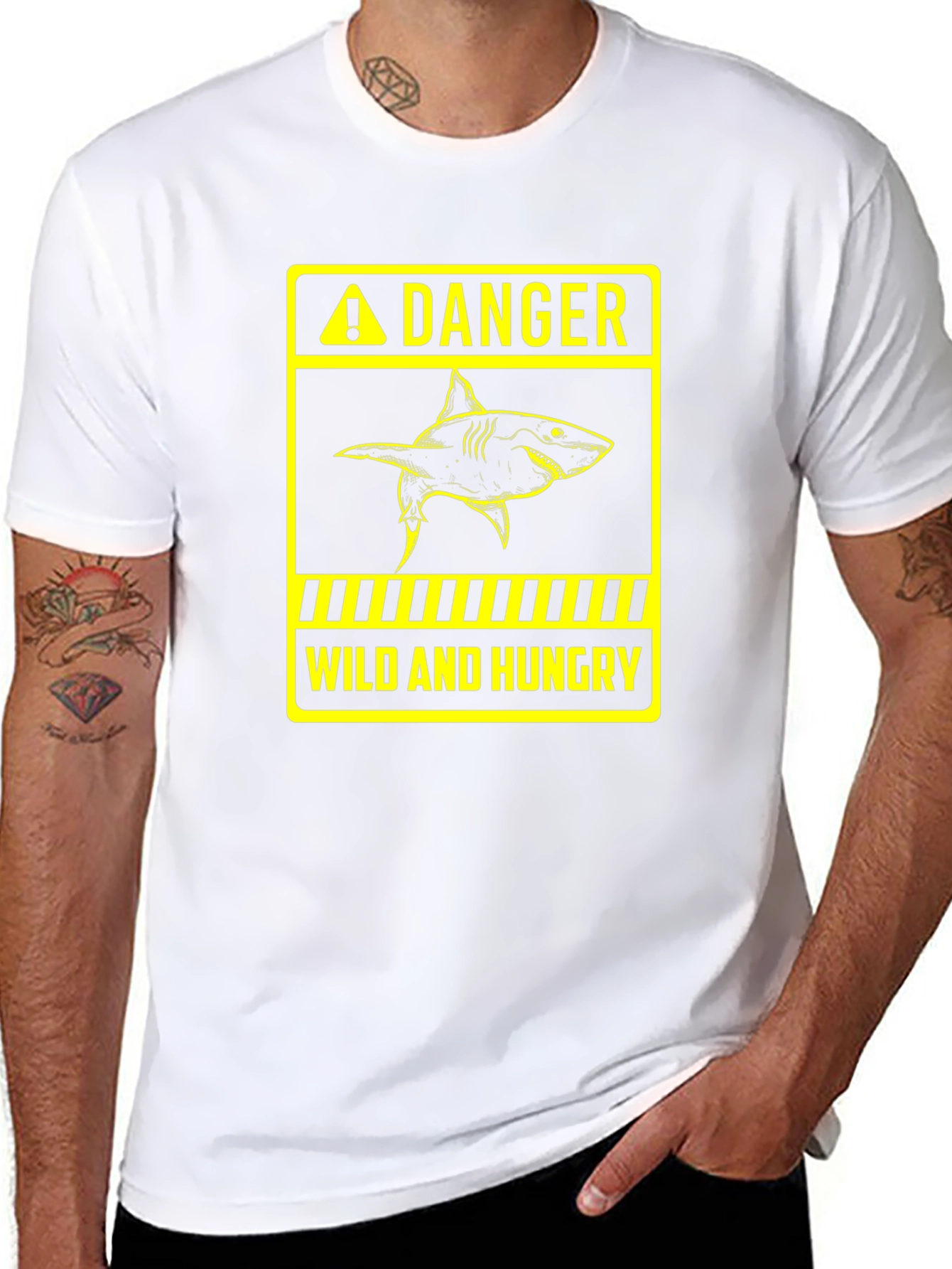 Danger Wild and Hungry Shark Graphic T-Shirt