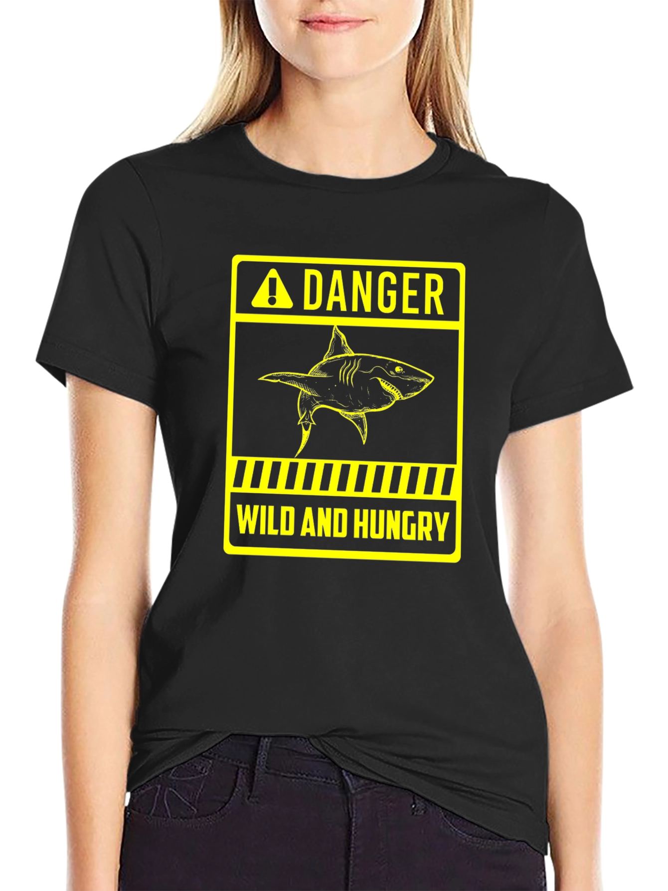 Danger Wild and Hungry Shark Graphic T-Shirt