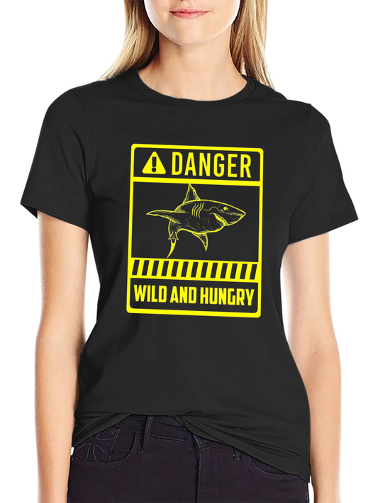 Danger Wild and Hungry Shark Graphic T-Shirt