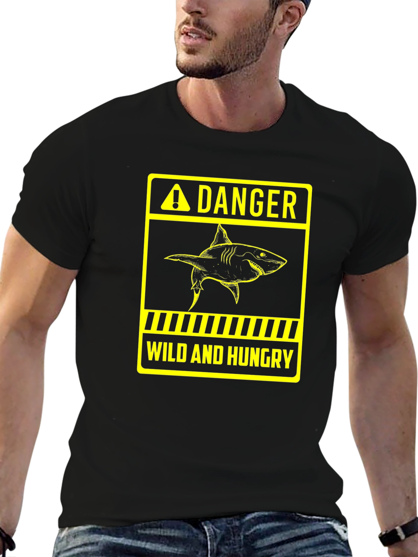 Danger Wild and Hungry Shark Graphic T-Shirt