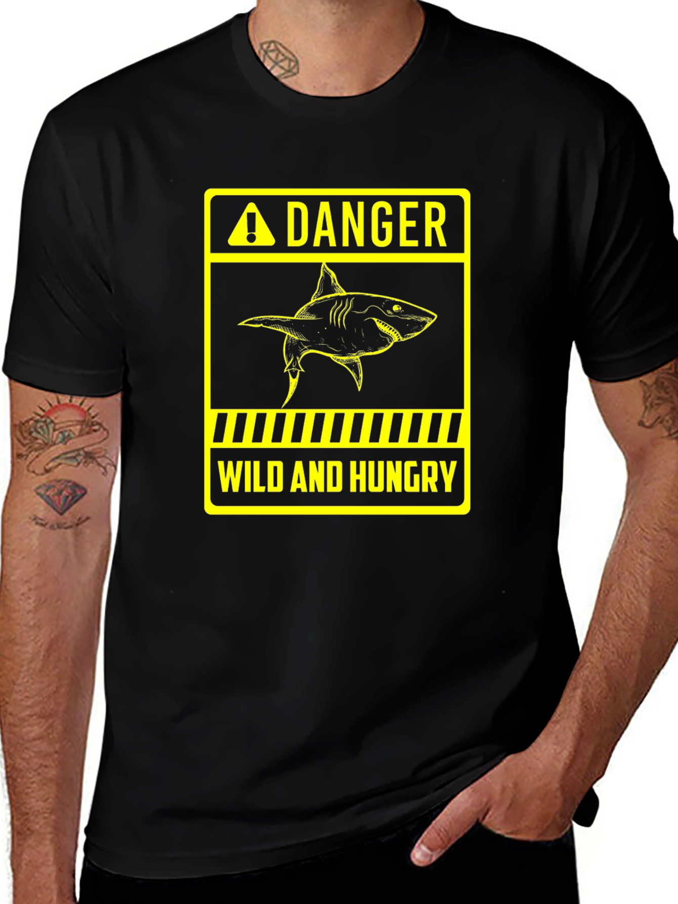 Danger Wild and Hungry Shark Graphic T-Shirt