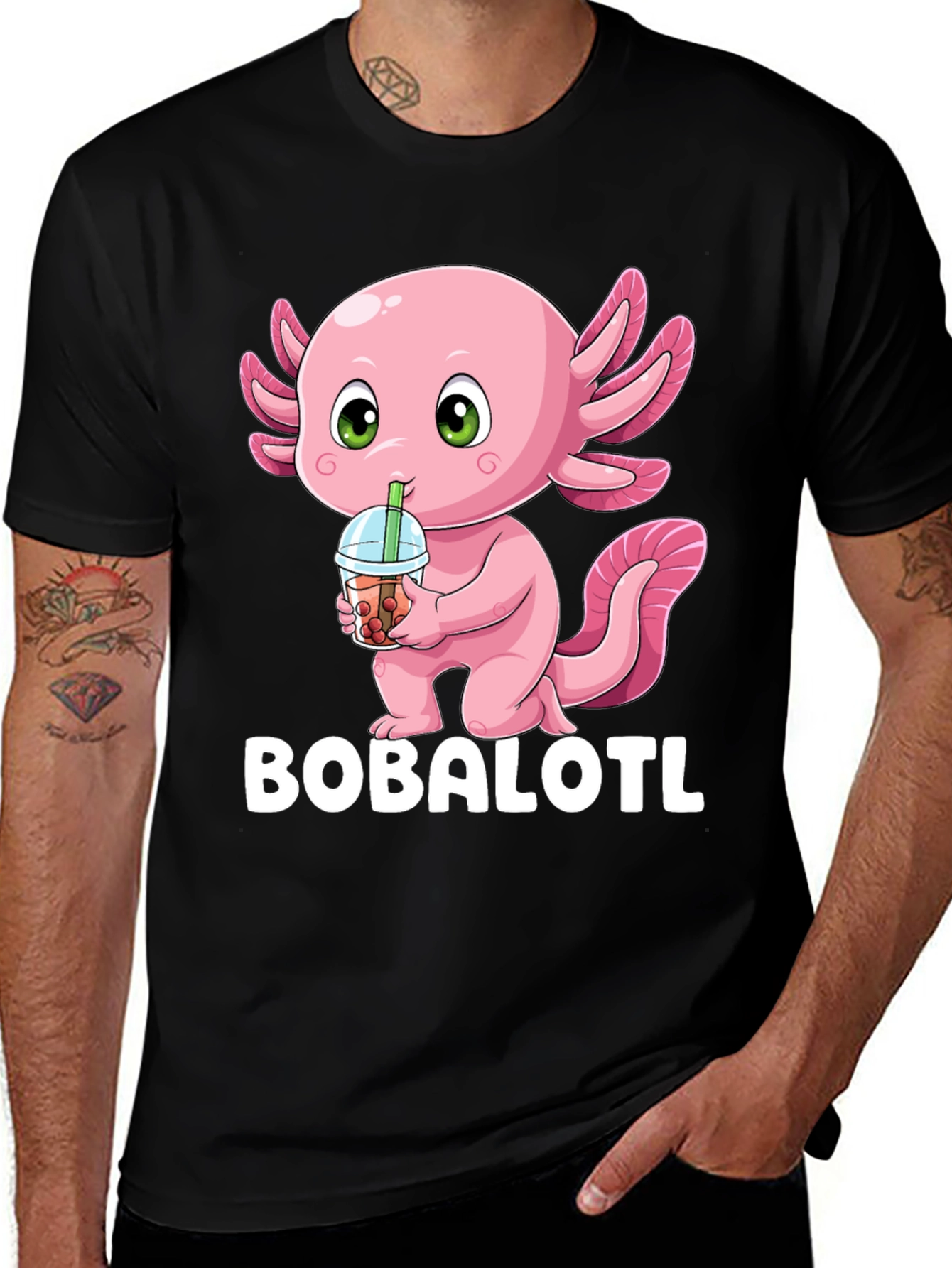 Bobalotl T-Shirt - Axolotl Bubble Tea Lover Tee