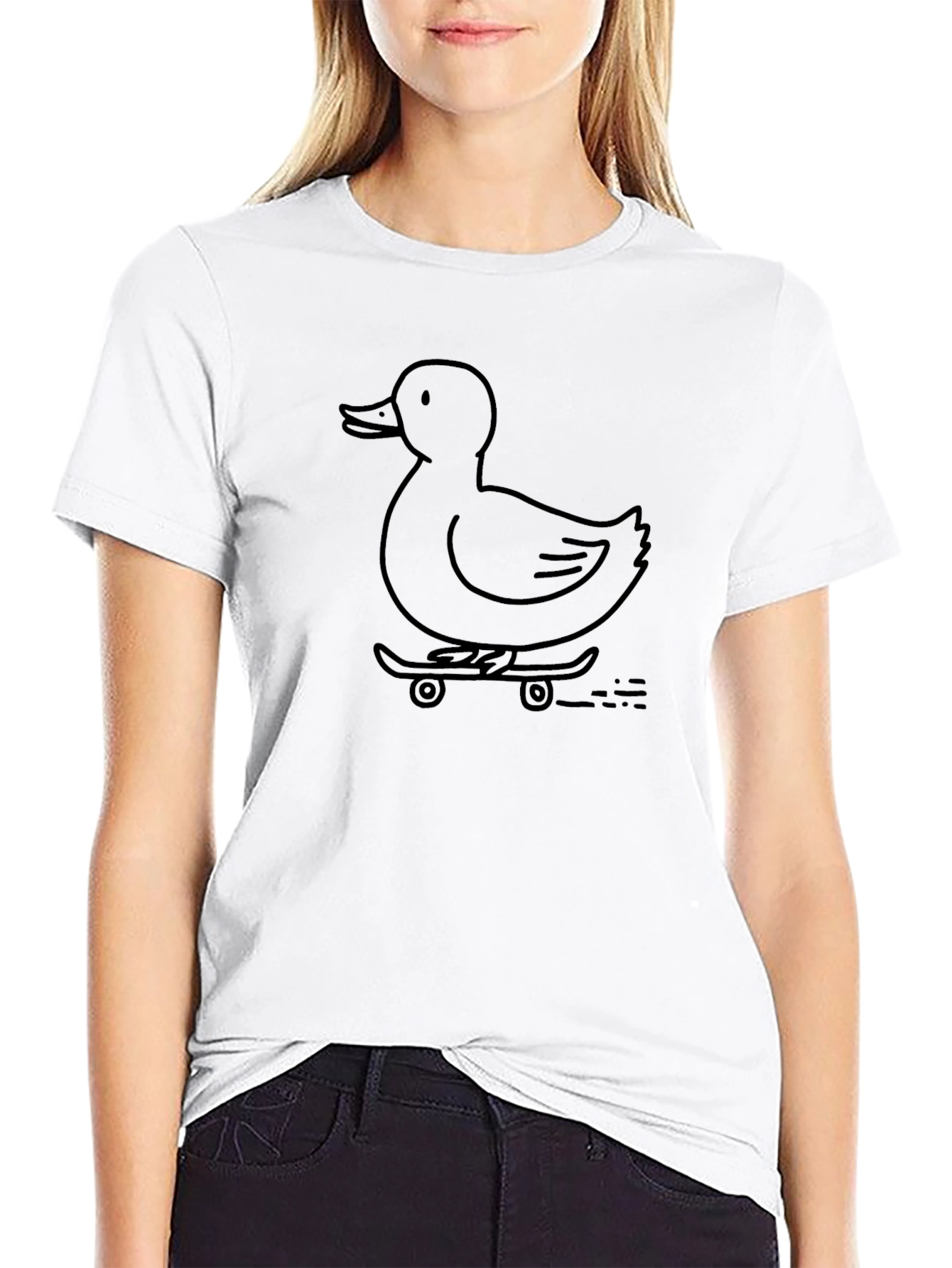 Duck on Skateboard Graphic Tee - Black