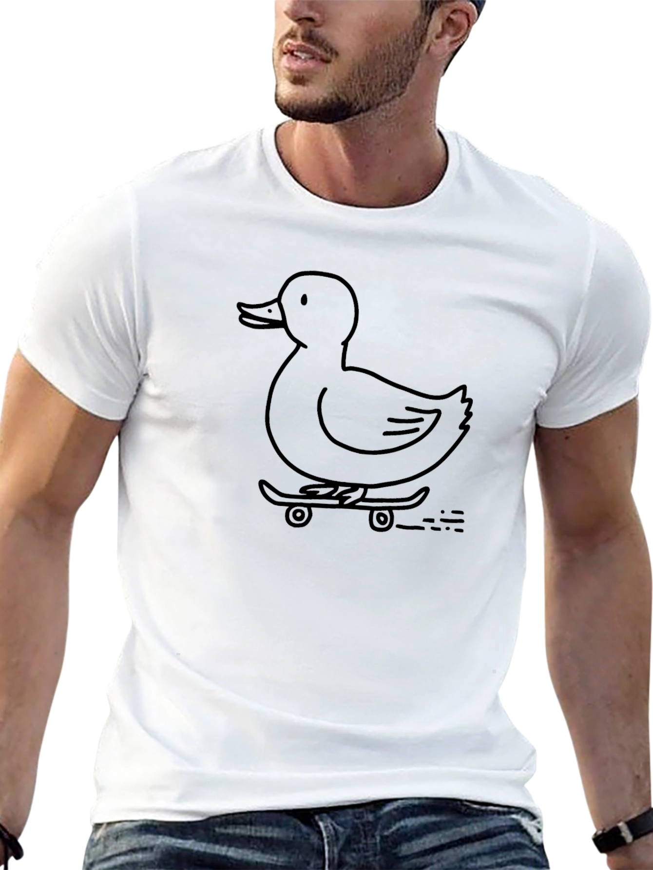 Duck on Skateboard Graphic Tee - Black