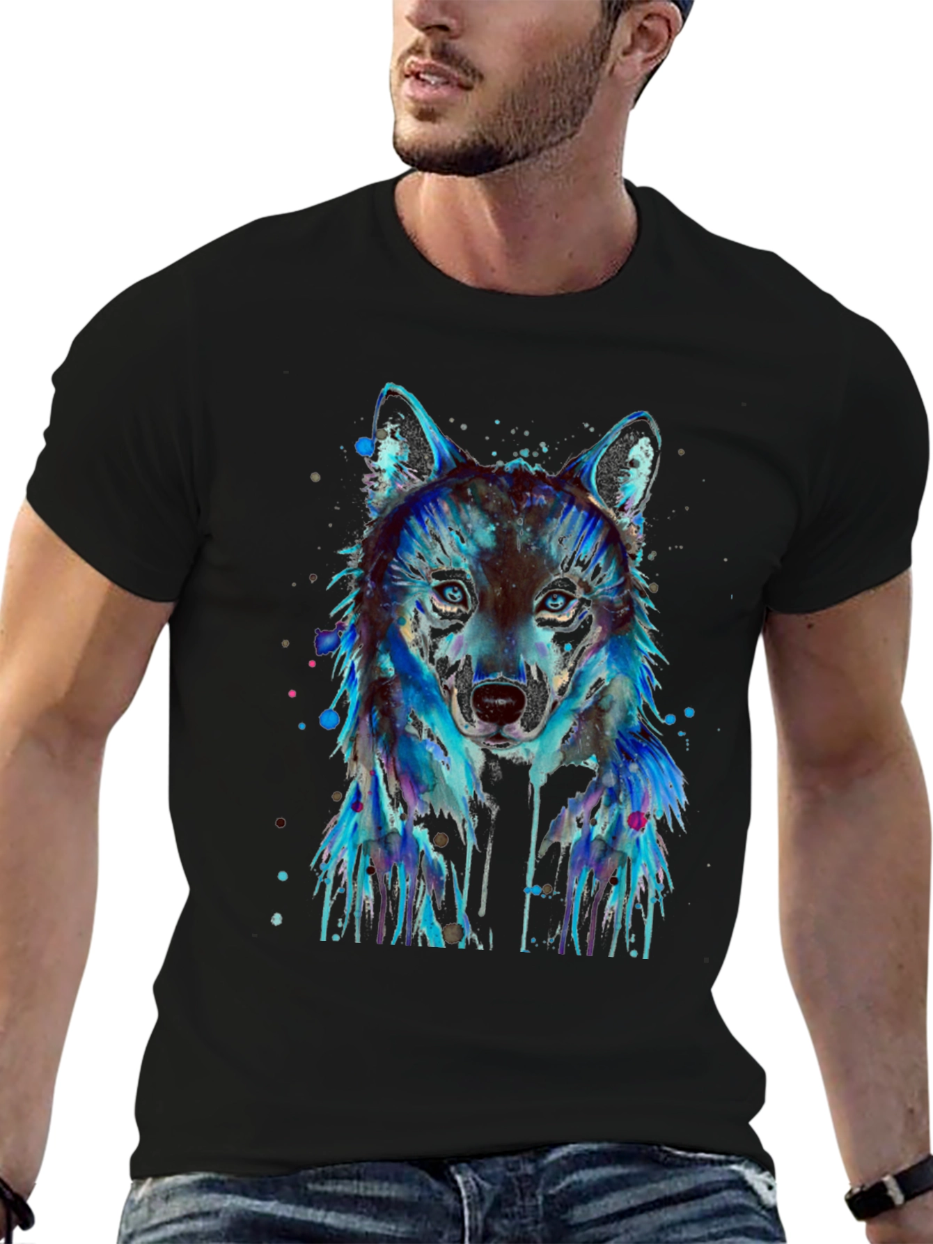 Watercolor Wolf Graphic T-Shirt
