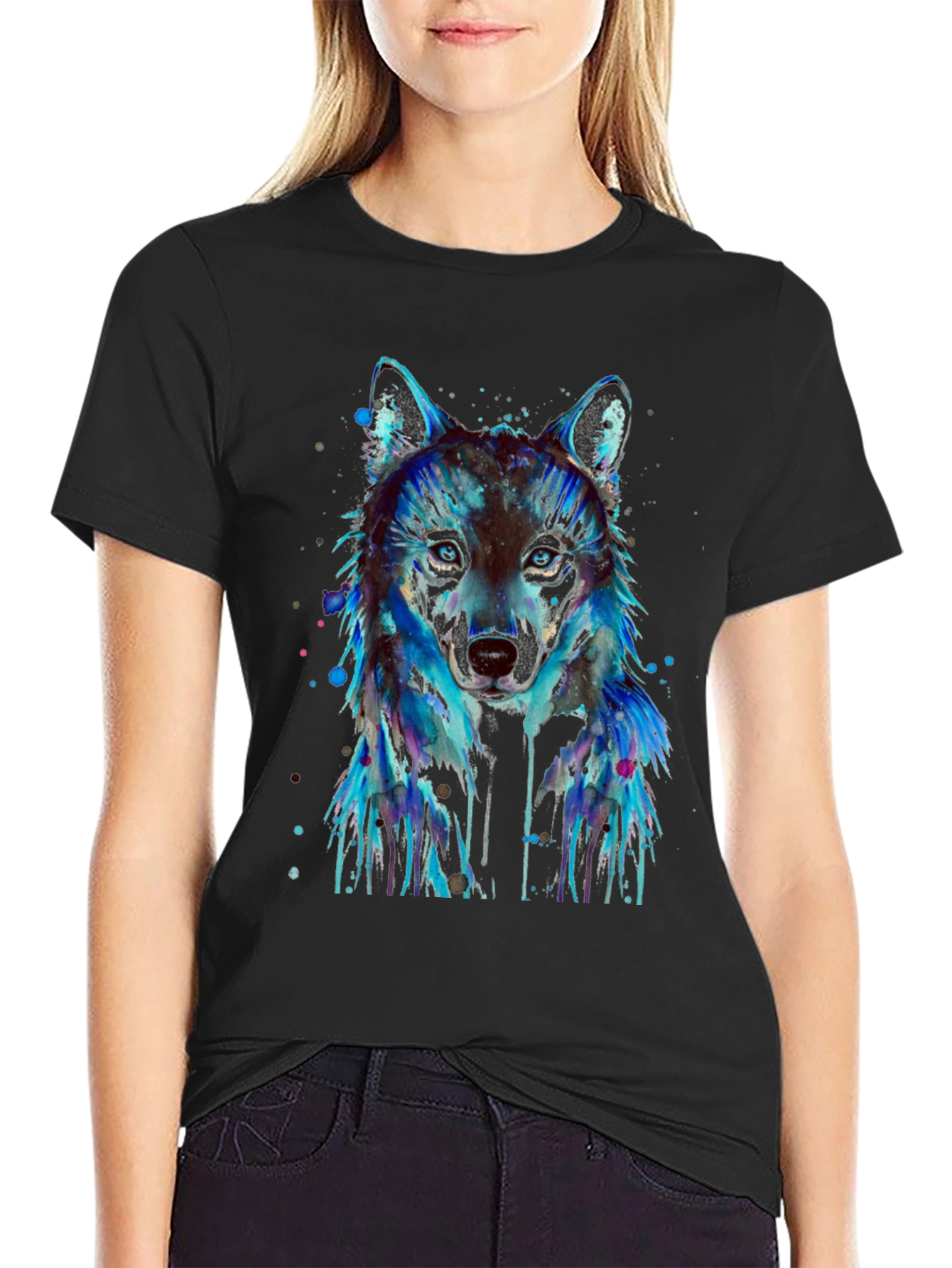 Watercolor Wolf Graphic T-Shirt
