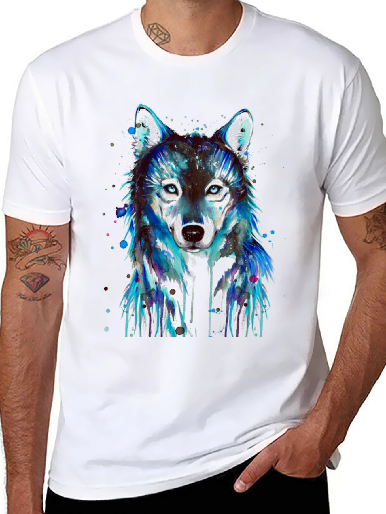 Watercolor Wolf Graphic T-Shirt
