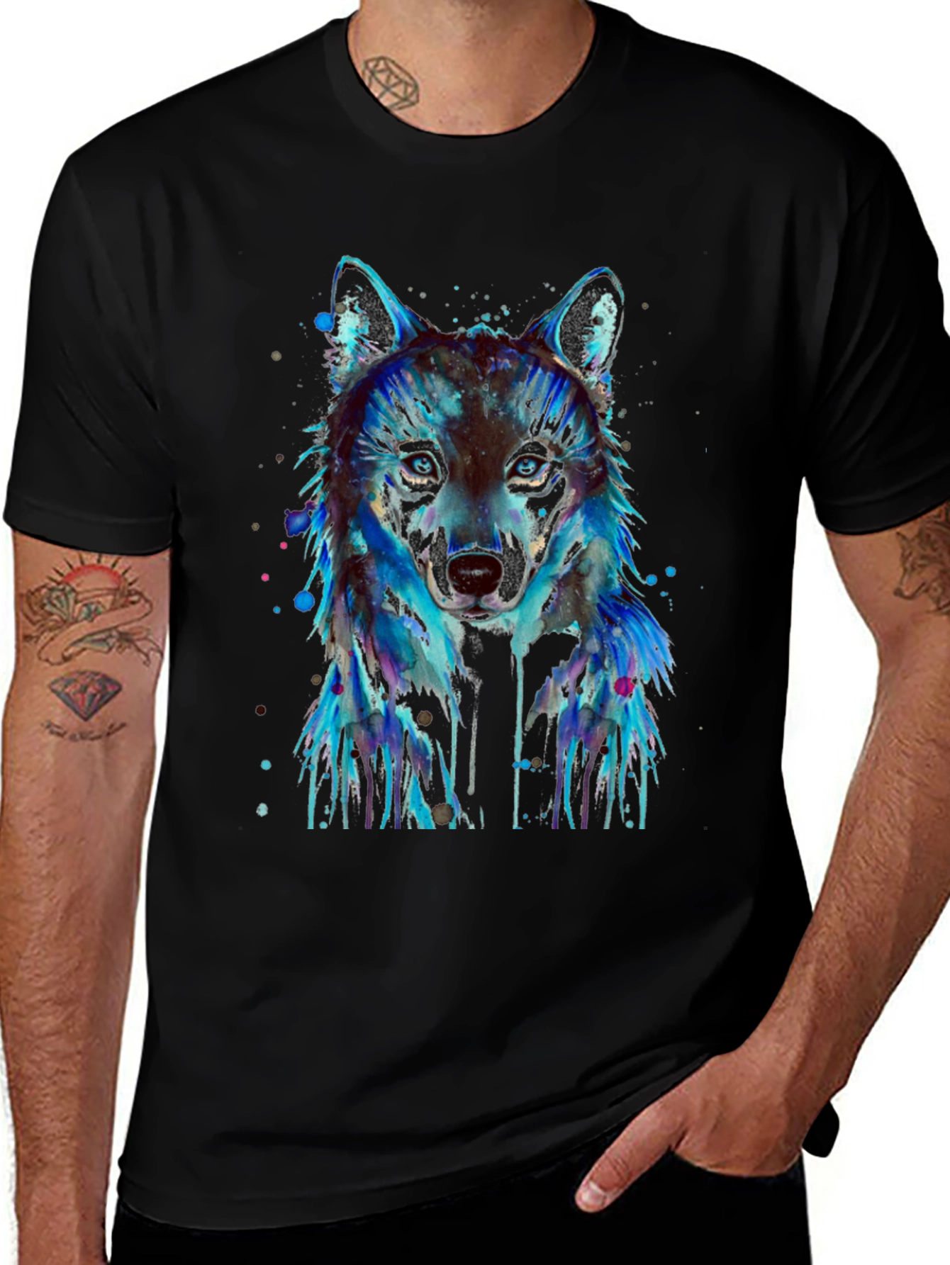 Watercolor Wolf Graphic T-Shirt