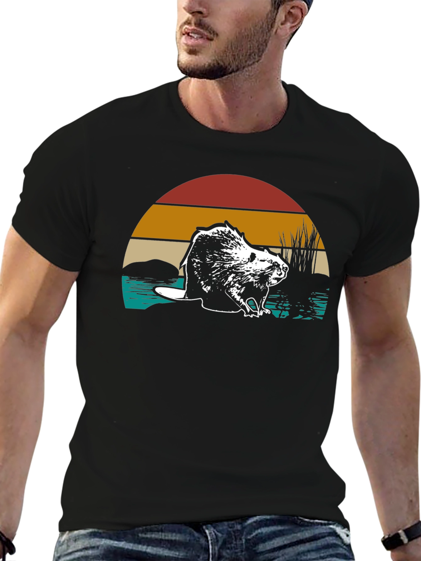 Retro Beaver Graphic T-Shirt - Nature Lover Tee