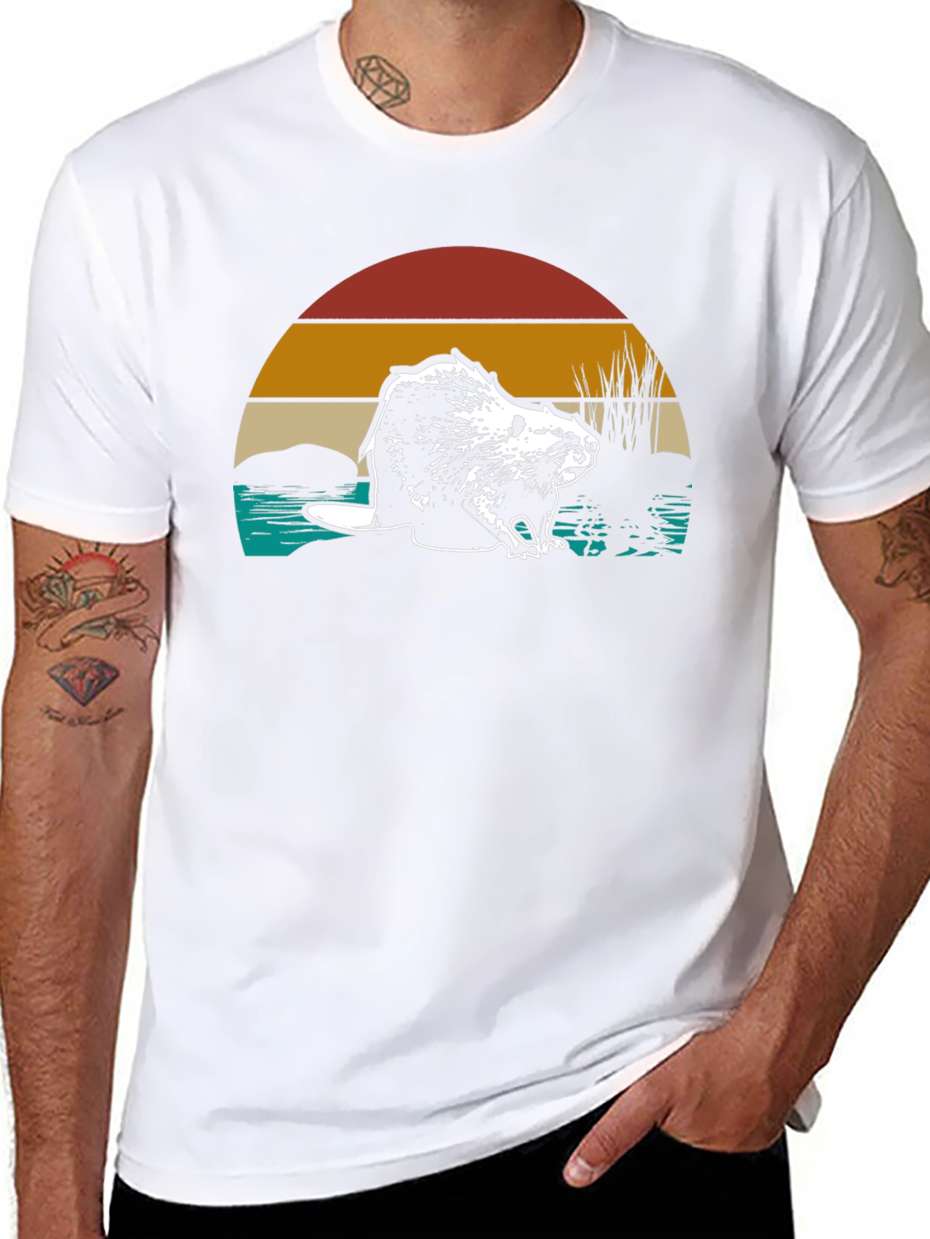 Retro Beaver Graphic T-Shirt - Nature Lover Tee