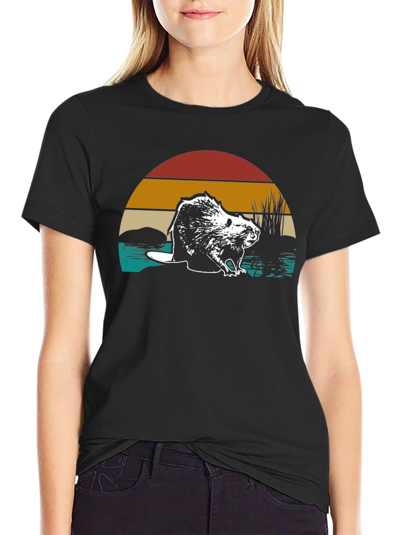 Retro Beaver Graphic T-Shirt - Nature Lover Tee