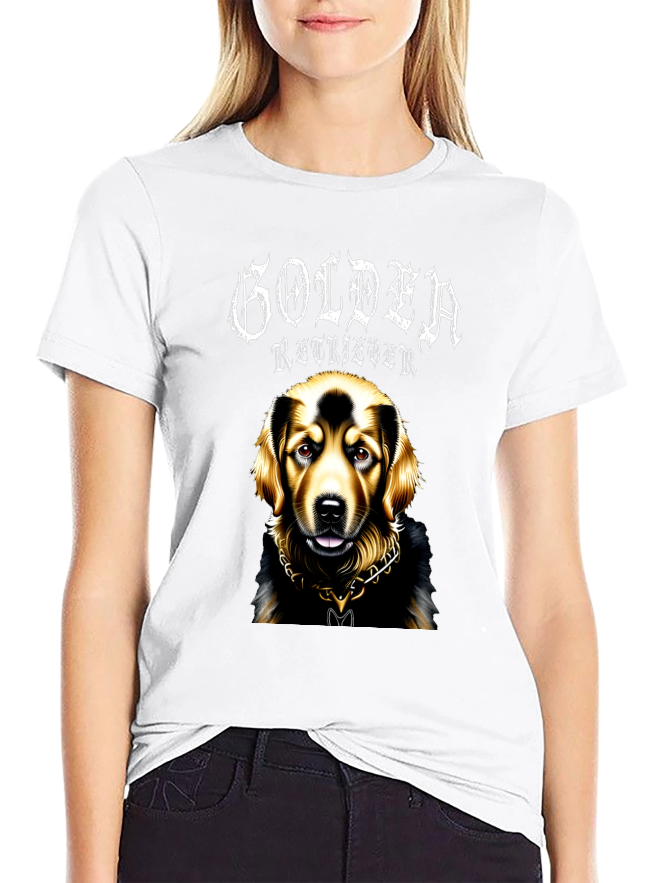 Golden Retriever Dog Graphic Black T-Shirt