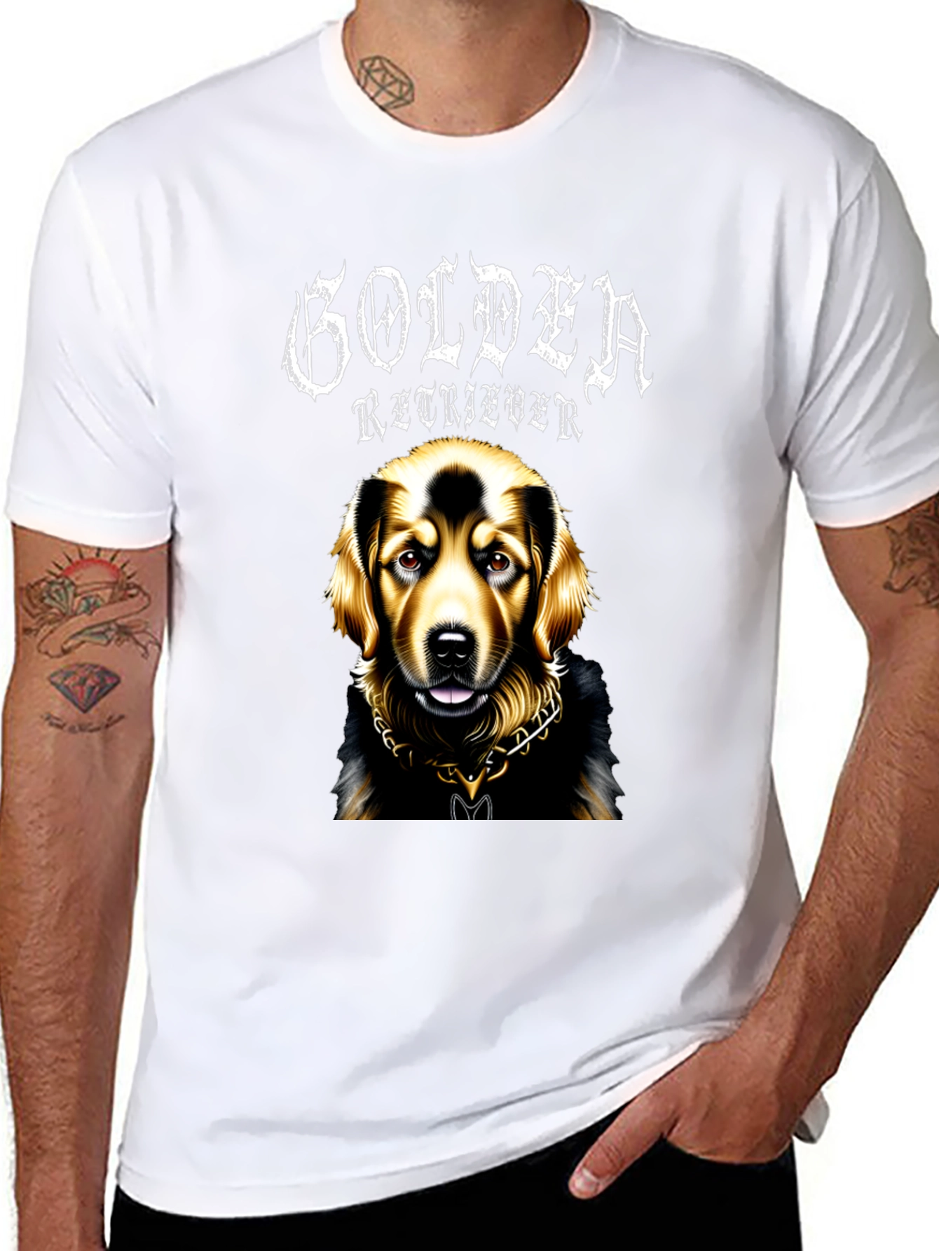 Golden Retriever Dog Graphic Black T-Shirt