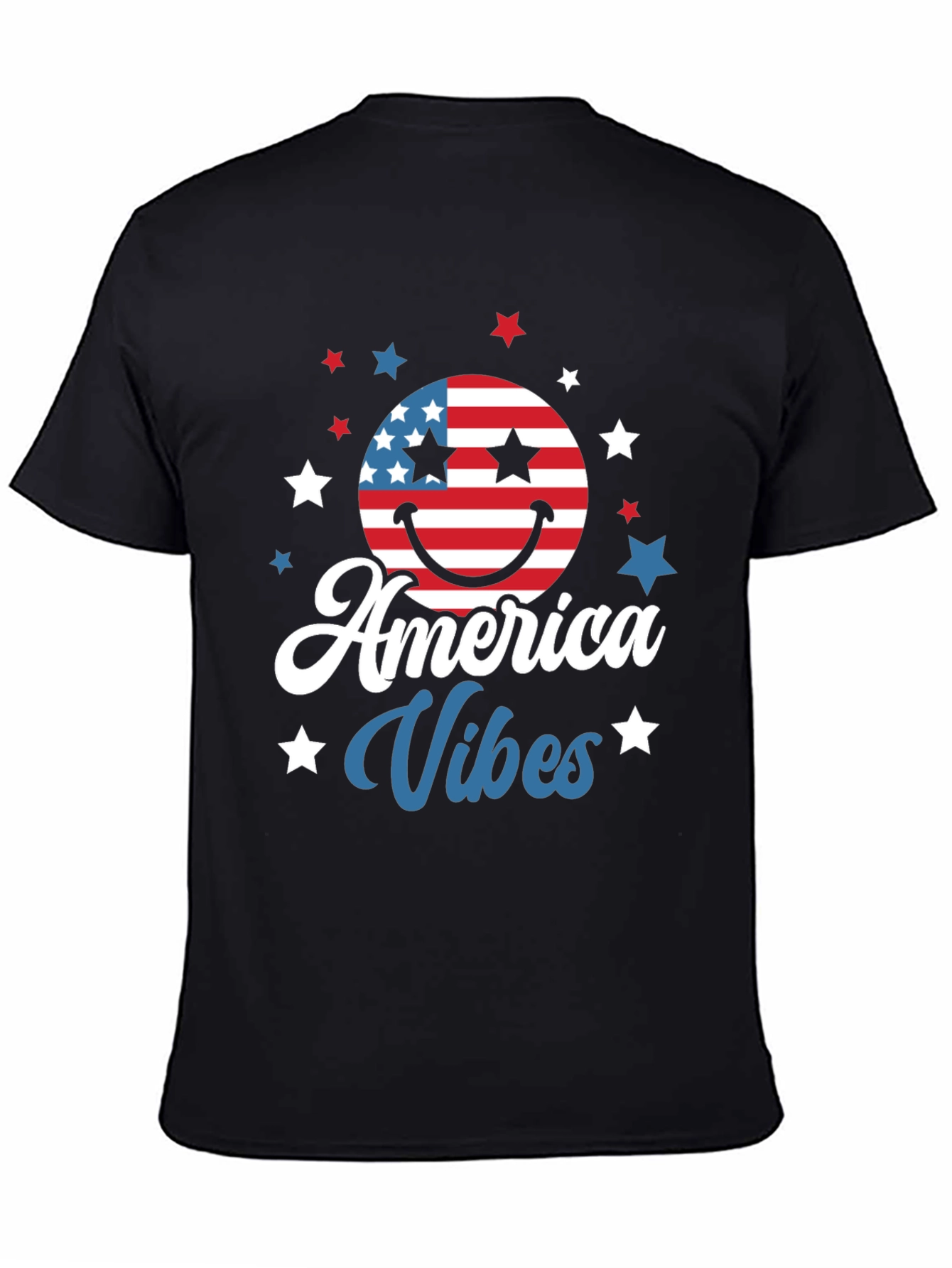 America Vibes T-Shirt Patriotic USA Flag Smiley