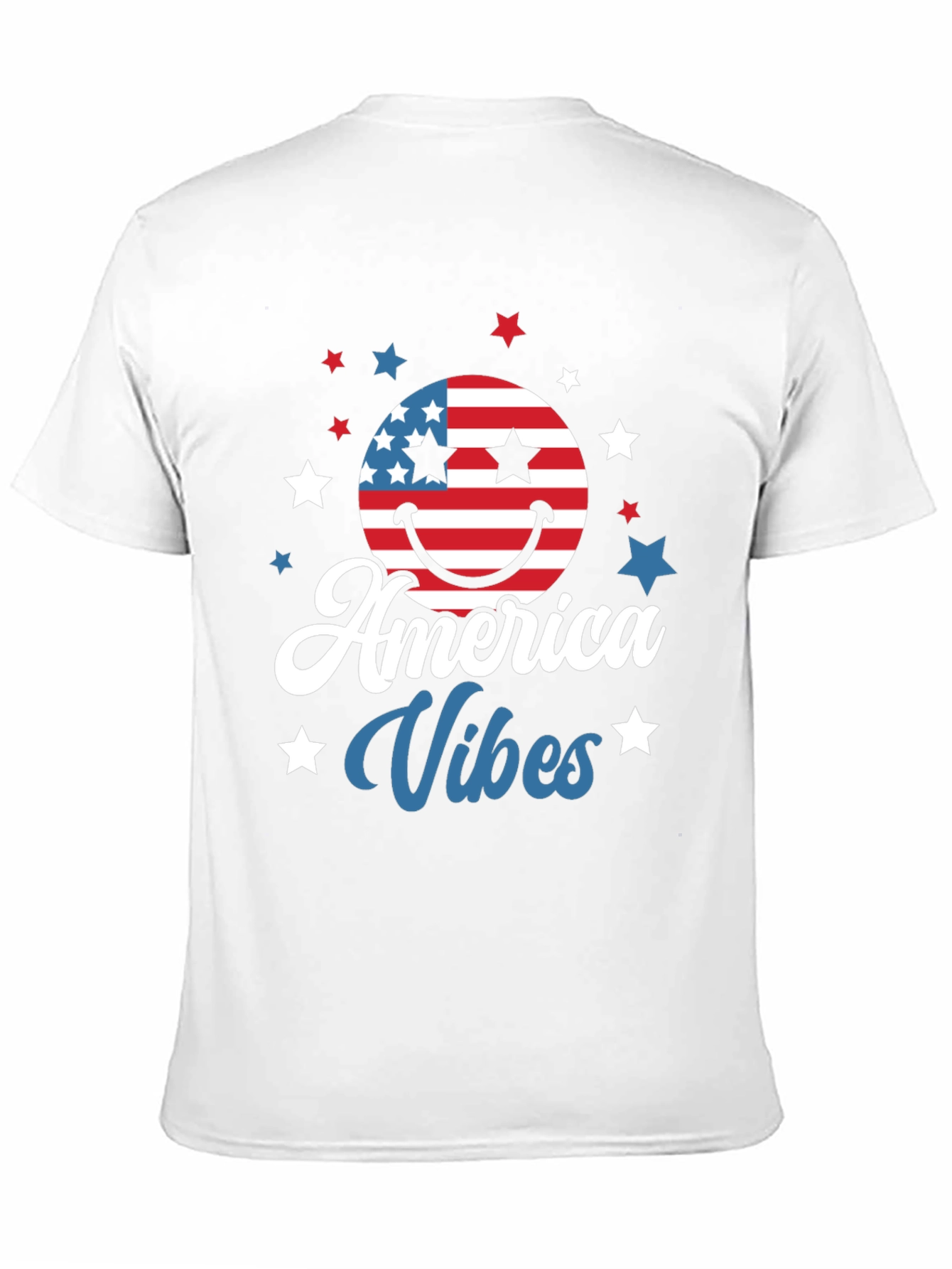 America Vibes T-Shirt Patriotic USA Flag Smiley
